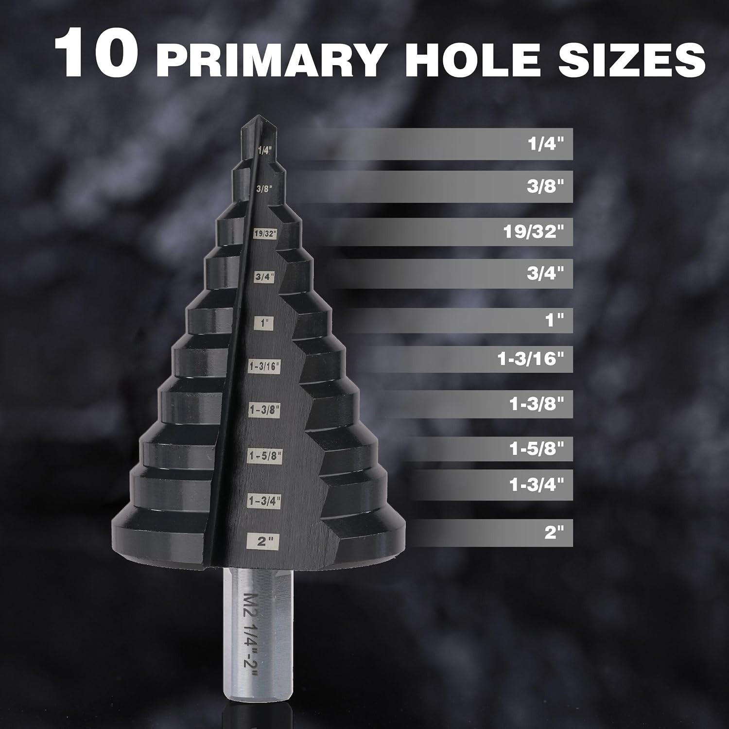 1/4 to 2 Inches M2 HSS Step Drill Bit, Large Unibit for Cutting Holes on Stai…