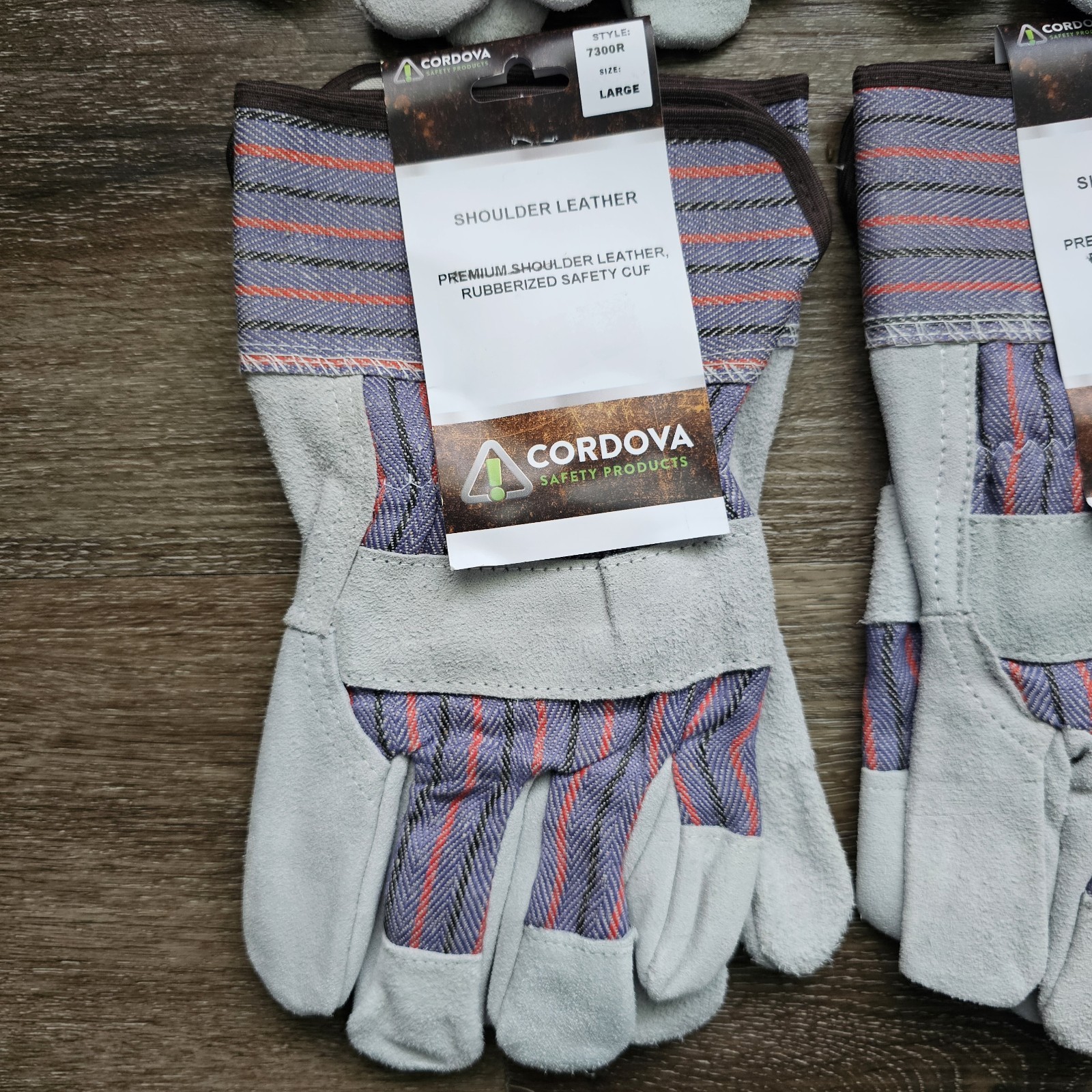 Cordova Leather Palm Safety Split Cowhide Working Cuff Gloves Size Large