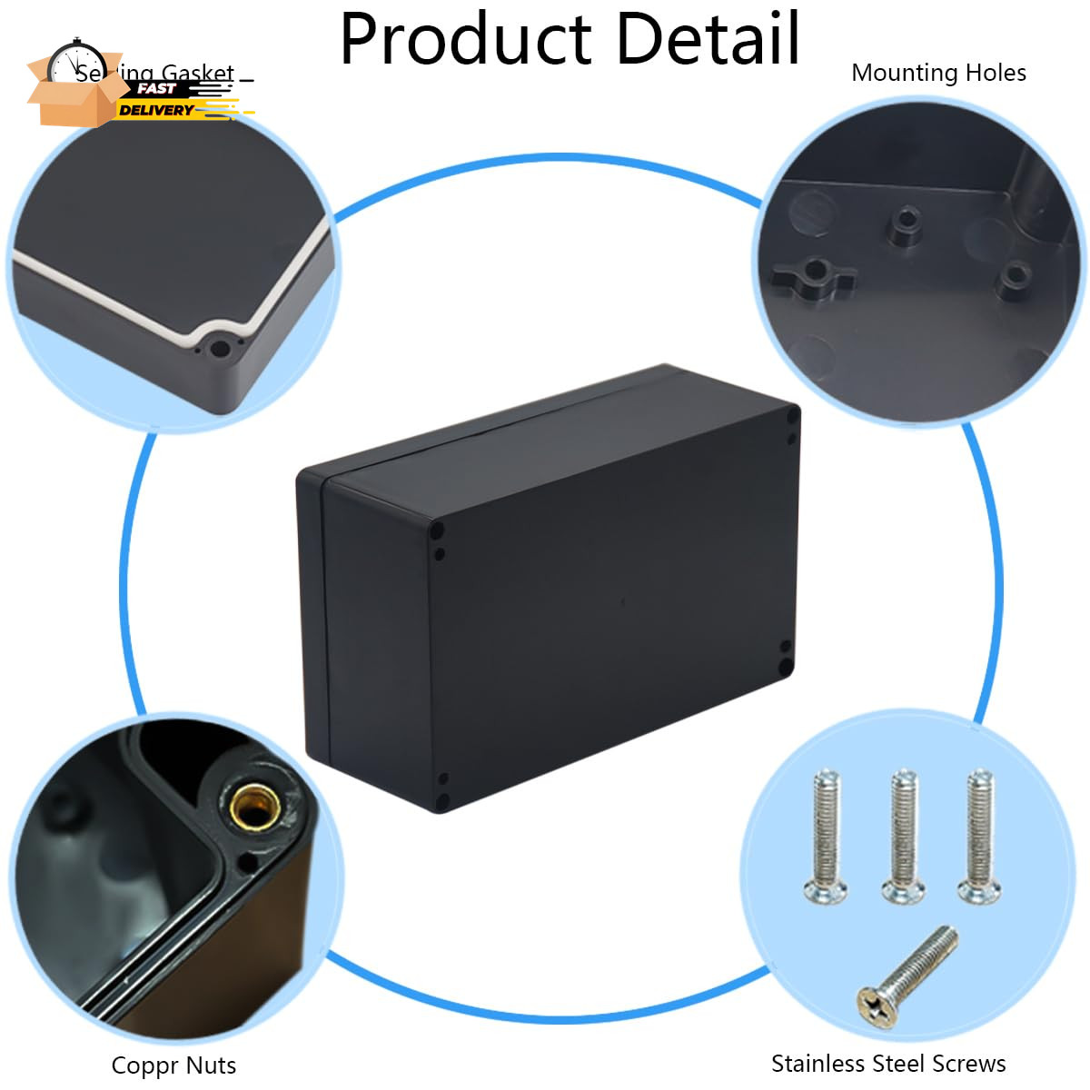 Project Box IP65 Waterproof Junction Box ABS Plastic Black Electrical