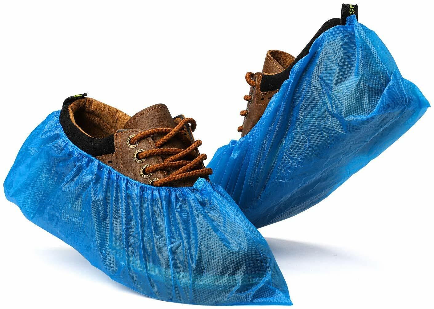 27440 Dark Blue Waterproof Disposable Polyethylene CPE Shoe Covers Size Large