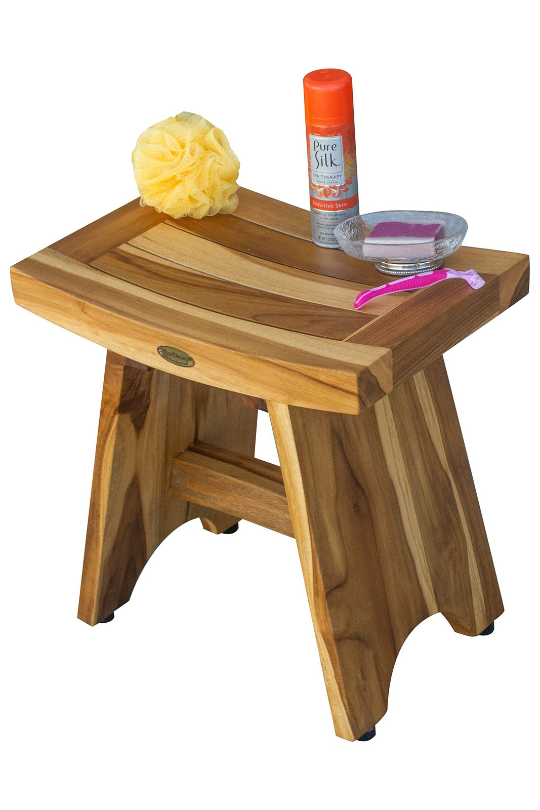 EcoDecors 18-Inch Teak Shower Stool 300 lb Capacity