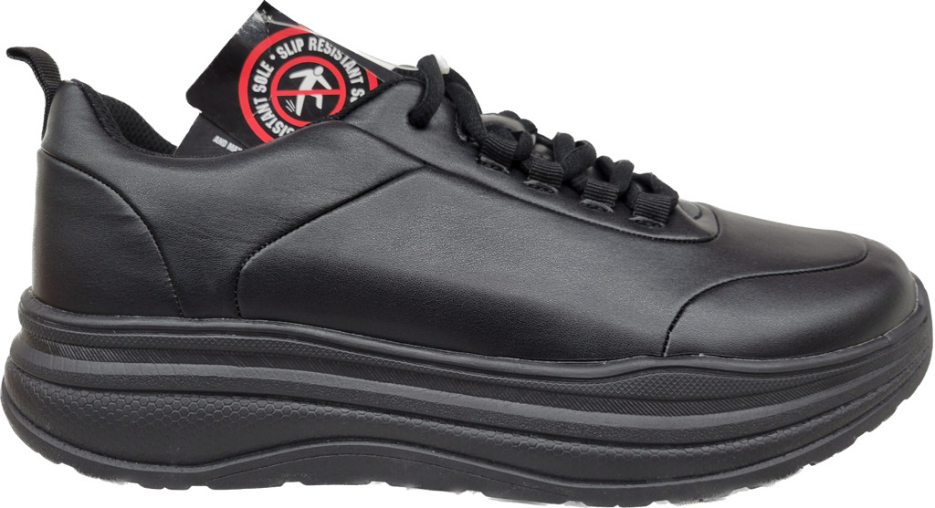 Work Slip Resistant Shoes Men Black Lace Up All Day Comfort Cushion MayTall 7201