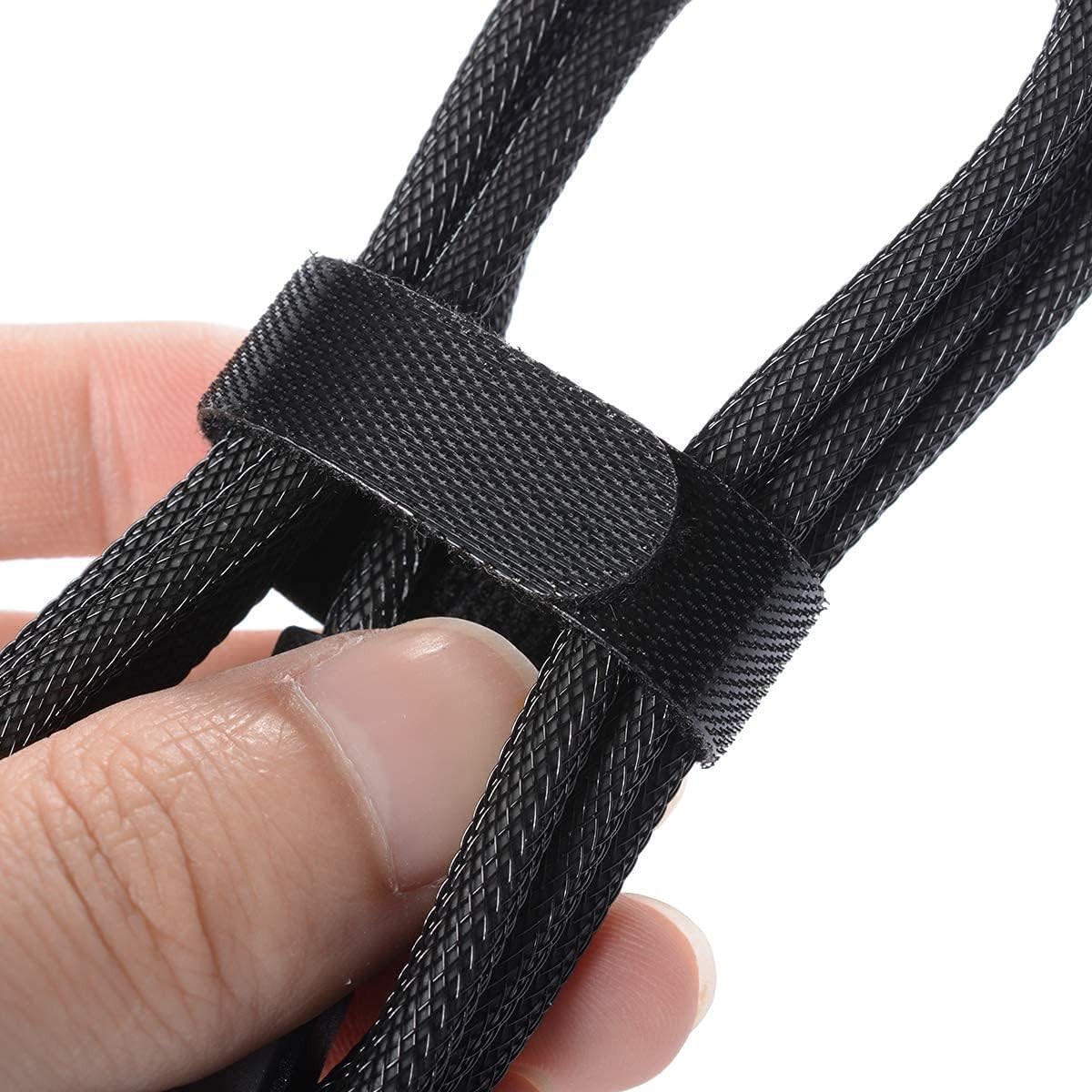 150PCS 6″ Reusable Cable Ties Hook Loop Fastener Straps Wire Organizer Black