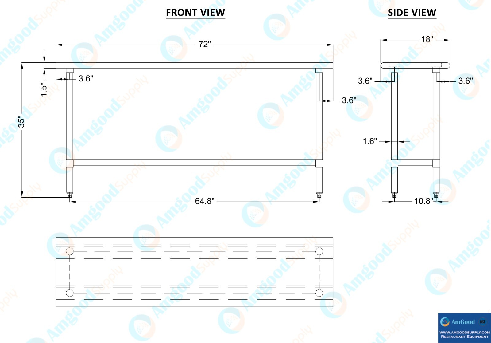 18 in. x 72 in. Stainless Steel Table