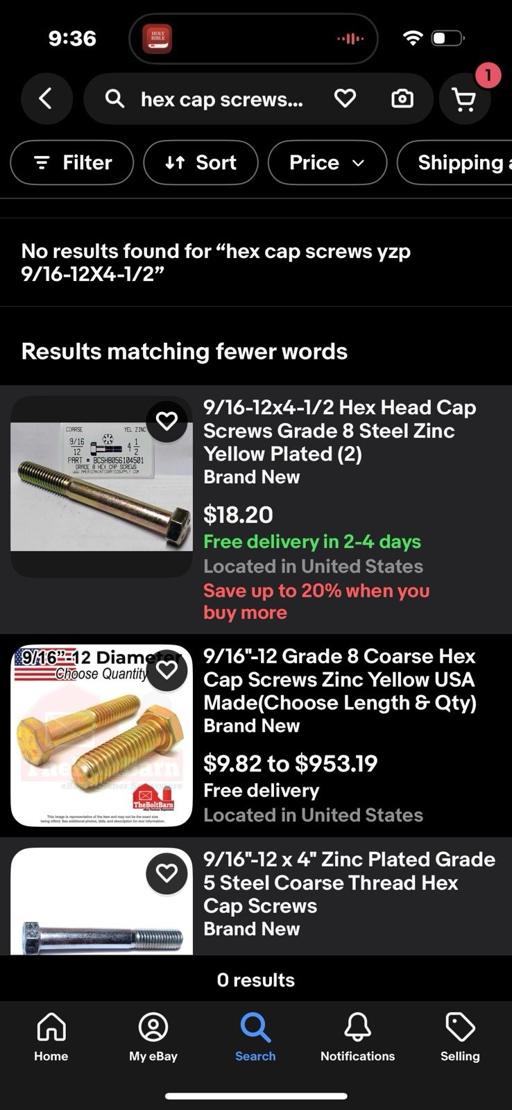 (20) 9/16-12×4-1/2 Hex Head Cap Screws Grade 8 Steel ZincYellow Plate Dichromate
