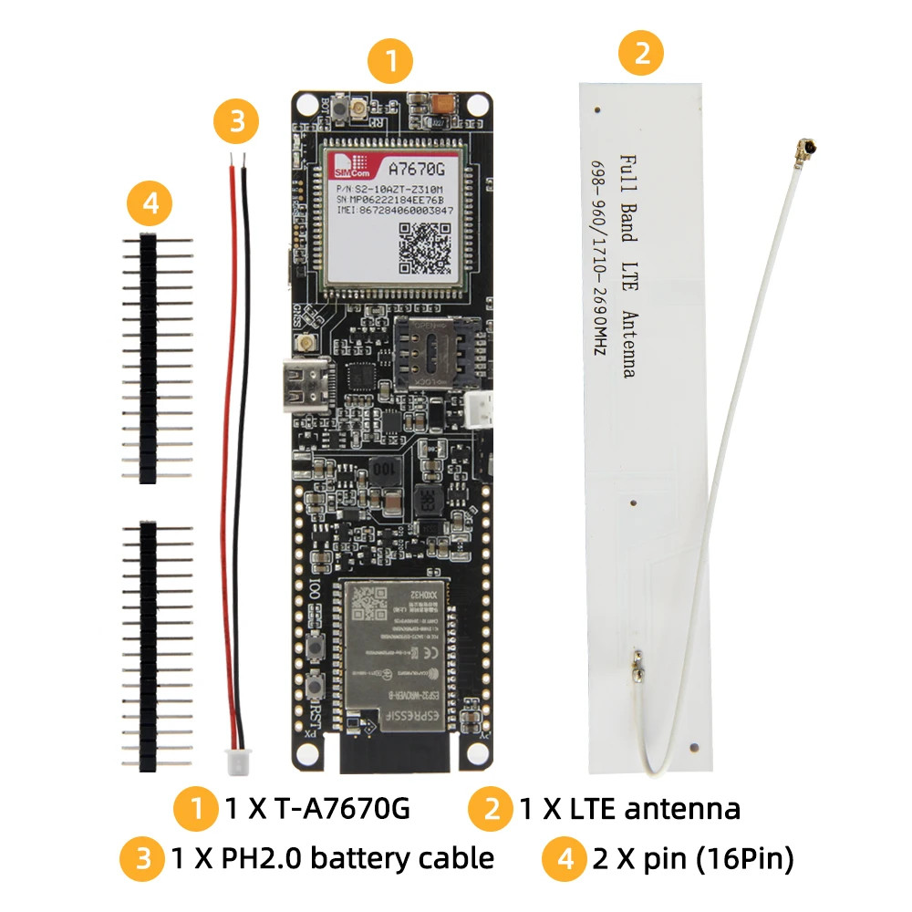 LILYGO® TTGO T-A7670G/E/SA R2 4G Development Board LTE CAT1 SIM Module ESP32 Sup