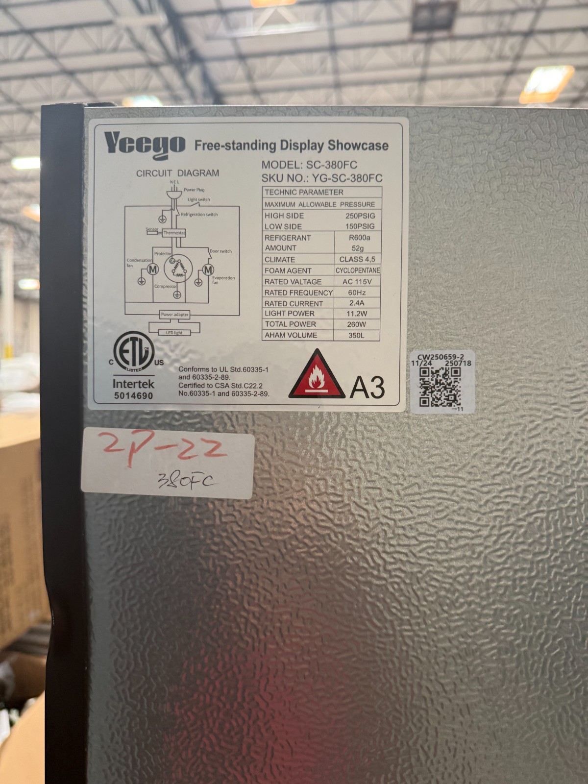 Yeego 22″ Width 12.36 Cu.ft Commercial Display Beverage Refrigerator Cooler