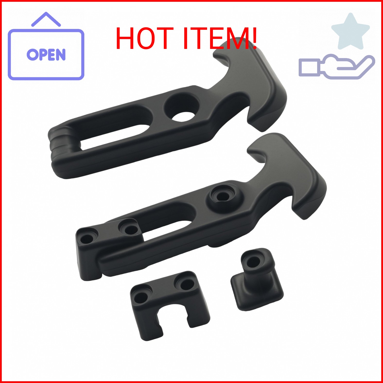 Unlorspy 6Pcs Flexible T-Handle Rubber Draw Latches, 4.13Inch Black T Handle Has