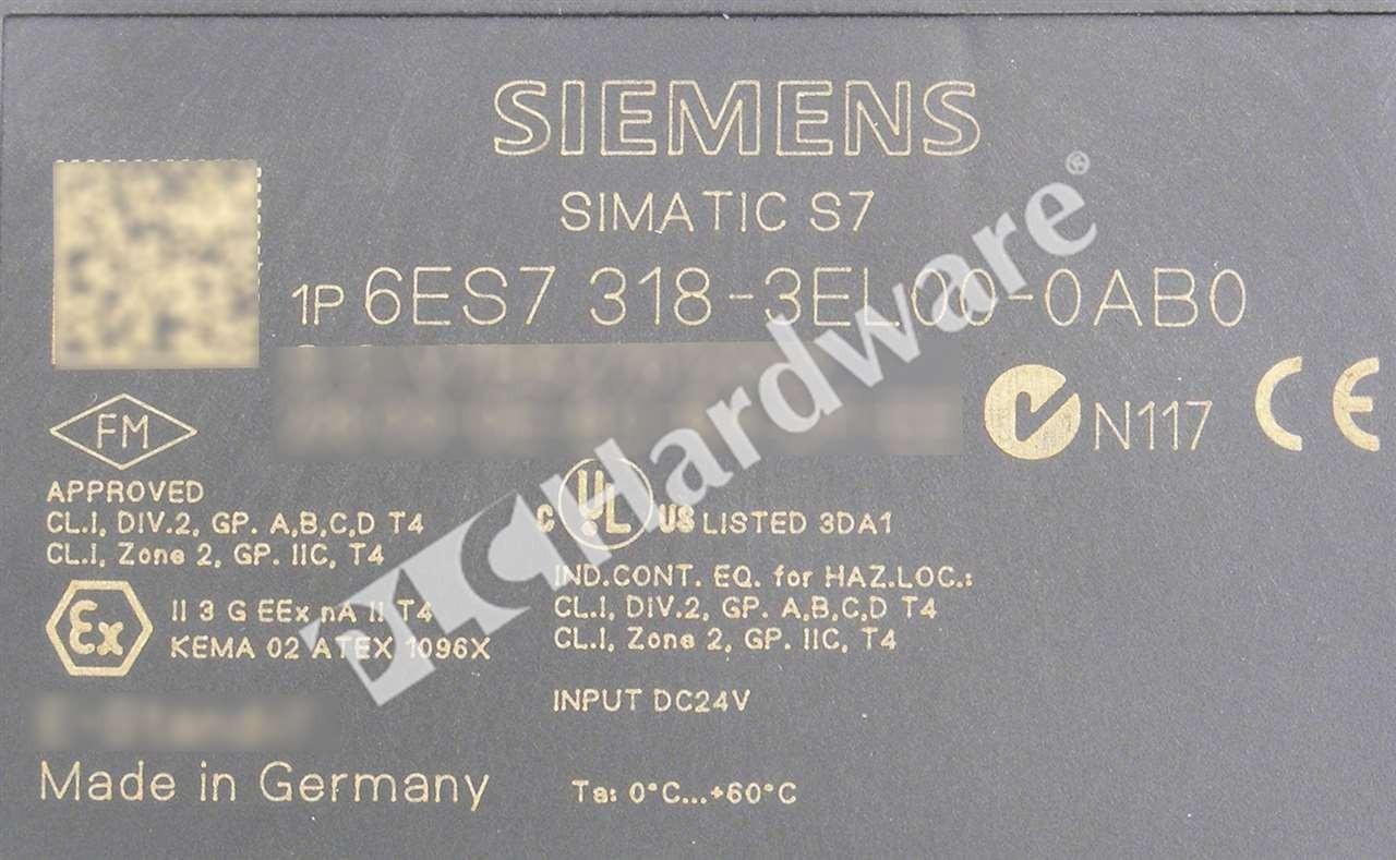 Siemens 6ES7318-3EL00-0AB0 6ES7 318-3EL00-0AB0 S7-300 CPU 319-3 PN/DP 1400KB