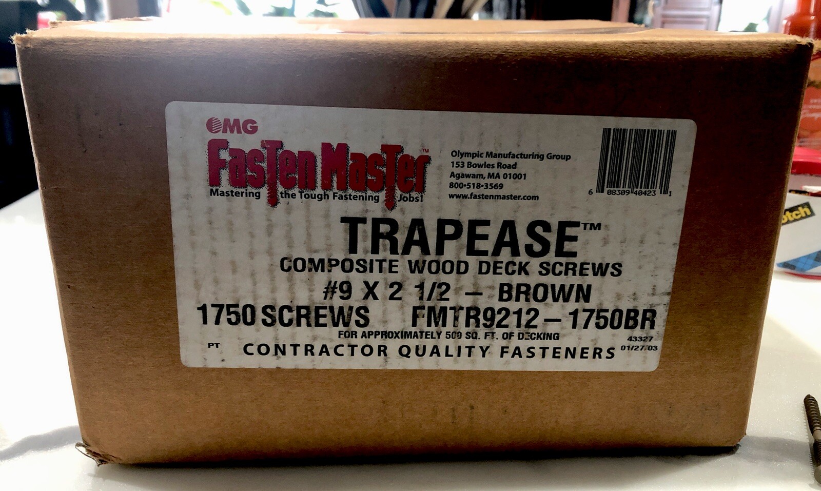 FastenMaster TrapEase Full Case 2-1/2” Square Head Composite Deck Screws 1750pcs