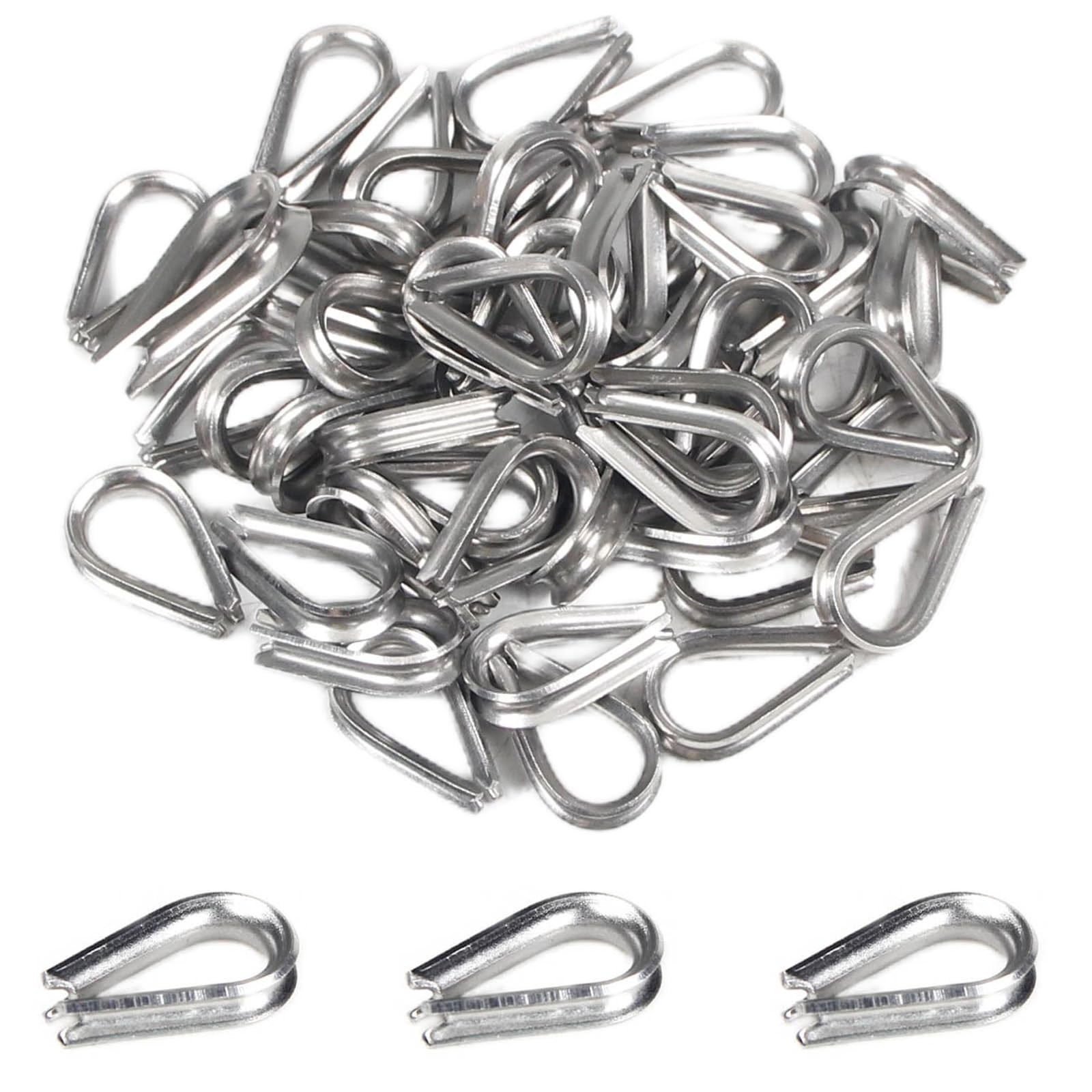 50 Pcs 1/16″ M2 Stainless Steel Wire Rope Thimbles for Cable Rope Thimble Rigg