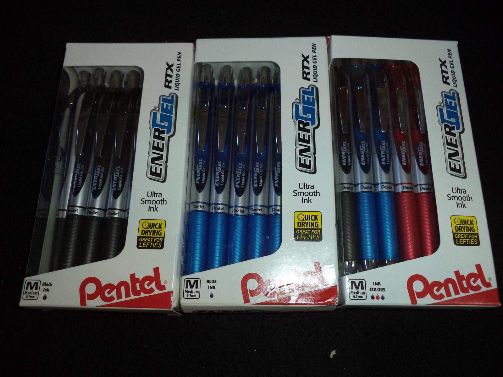 12 Pentel ENERGEL RTX Liquid Gel Pens BLUE M X1070 0.7mm FREE SHIP 072512259429