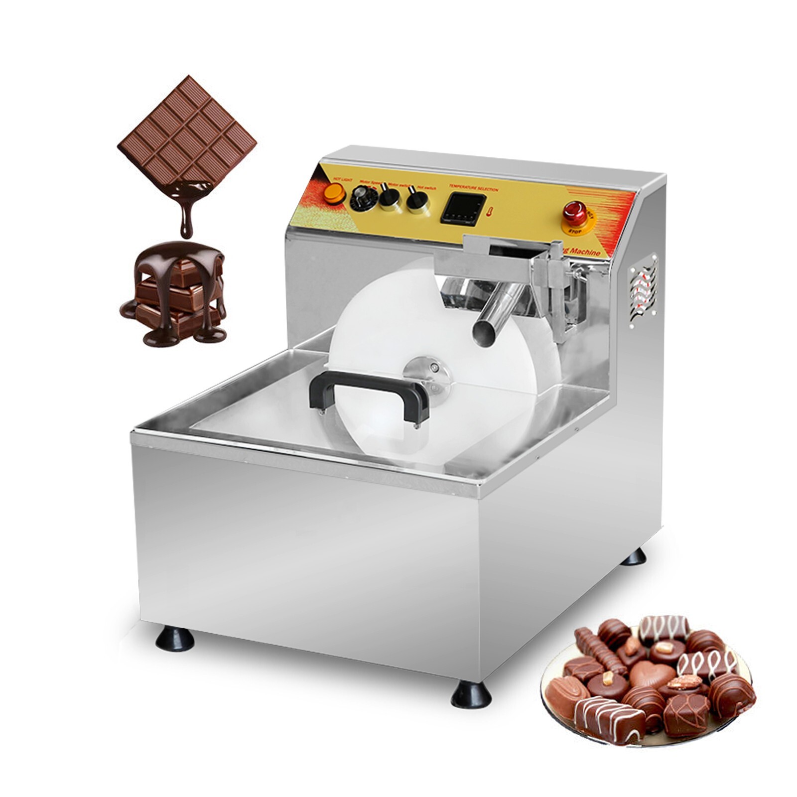 Commercial Tabletop Vibration 8kg/batch Chocolate Melting Tempering Machine 110V