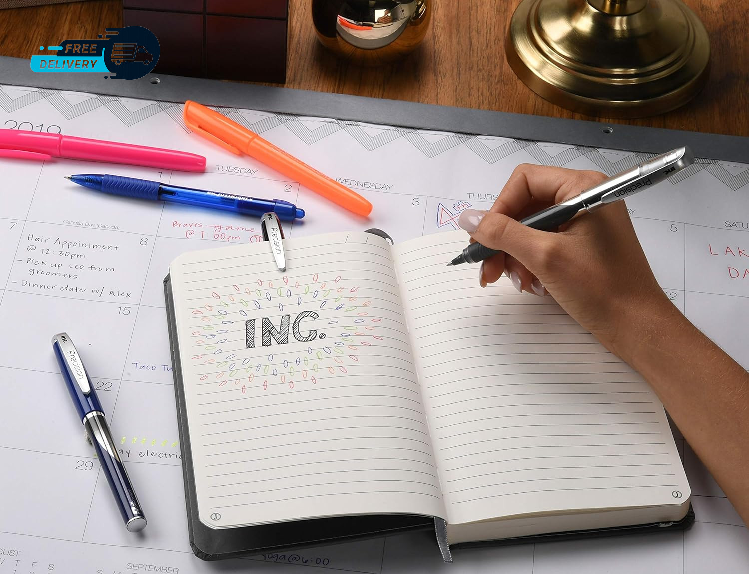 R2 Precision Rollerball Pens – 0.5 Mm Ultra Fine-Point Pen Set with Comfort Grip