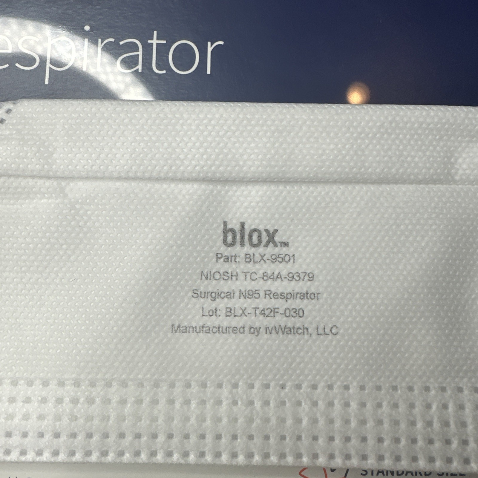 Blox Surgical N95 Respirator Disposable Mask (Case Of 6, 50 Count Boxes)Facemask