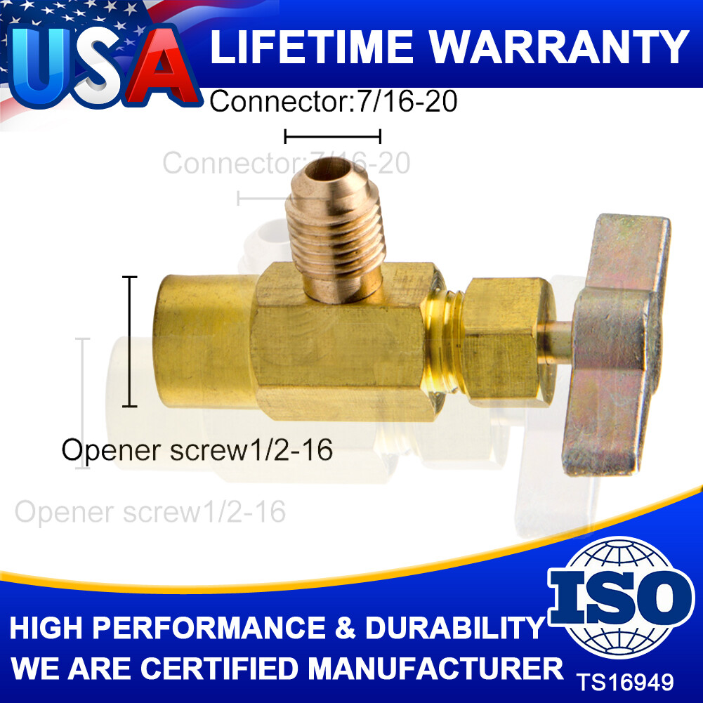 Can Tap Valve HVAC Refrigerant Dispenser Tank Adapter 1/4 Freon hose Self Seal