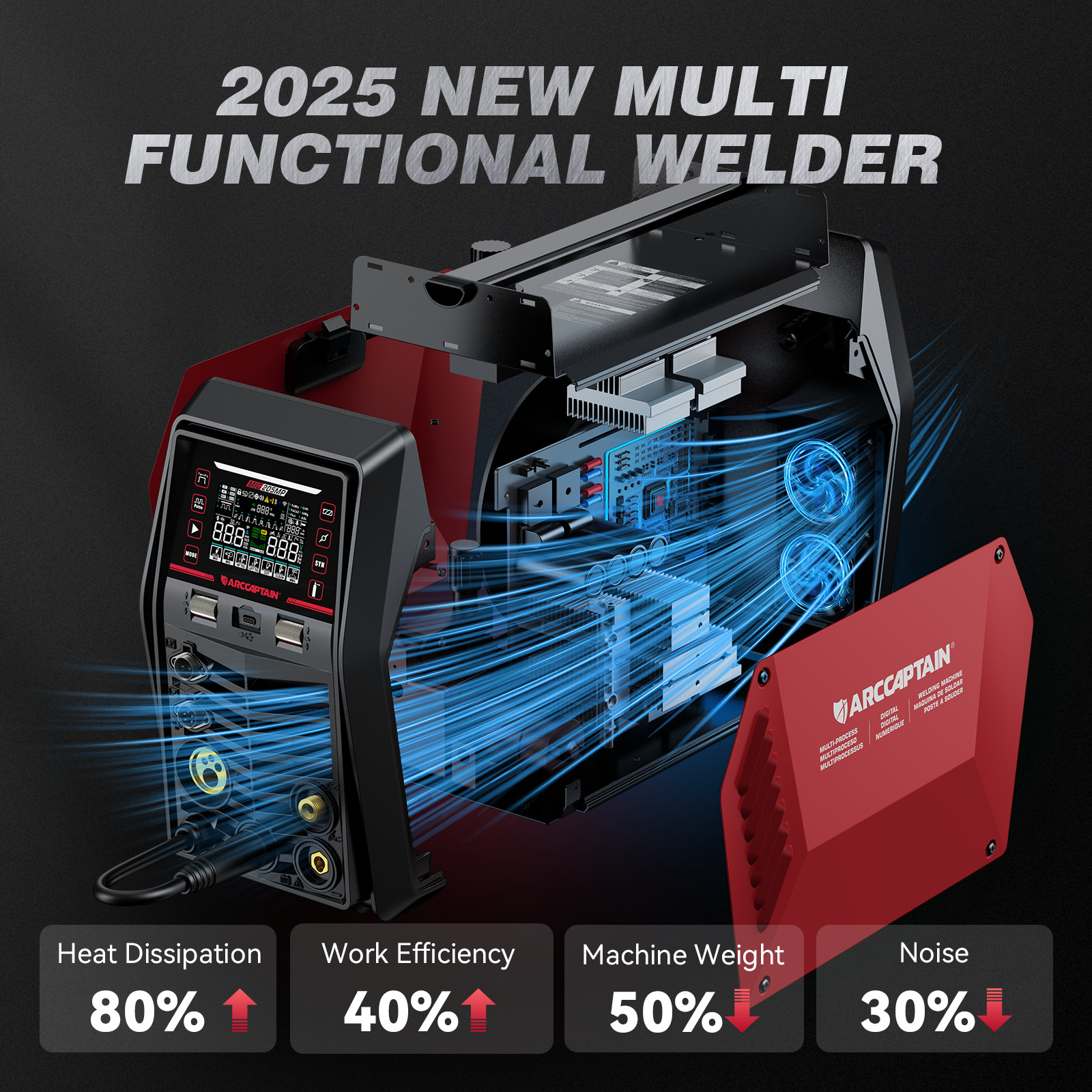 9-in-1 MIG205MP Multi-Process Welder 120/240V+110pcs Plasma Cutting Consumables
