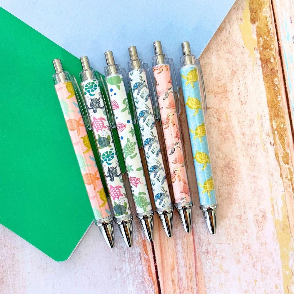 6PC Turtle Pens Cute Turtles Turtled Turtlely Writing Ink Ballpoint Pen Schoo…