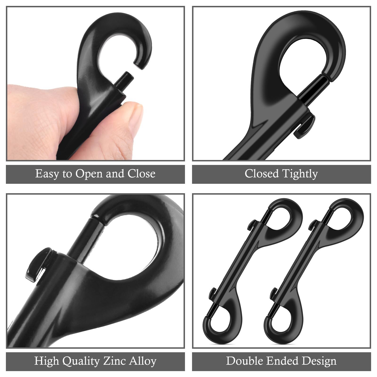 Extra Large 4-7/10 inch Double Ended Bolt Snaps Hooks 220lbs Load Capacity Zinc