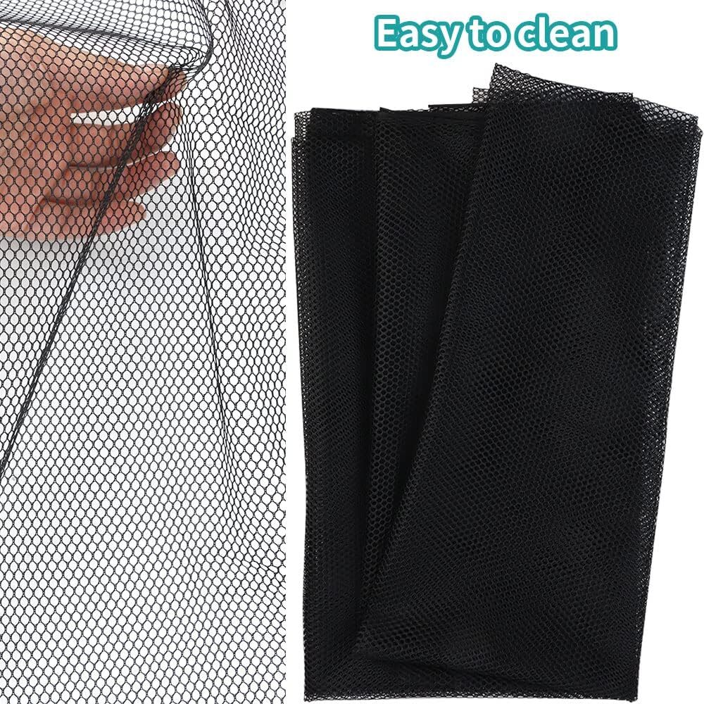 Black Mesh Fabric, 62 x 59 Inch Soft Netting Slightly Stretchy for