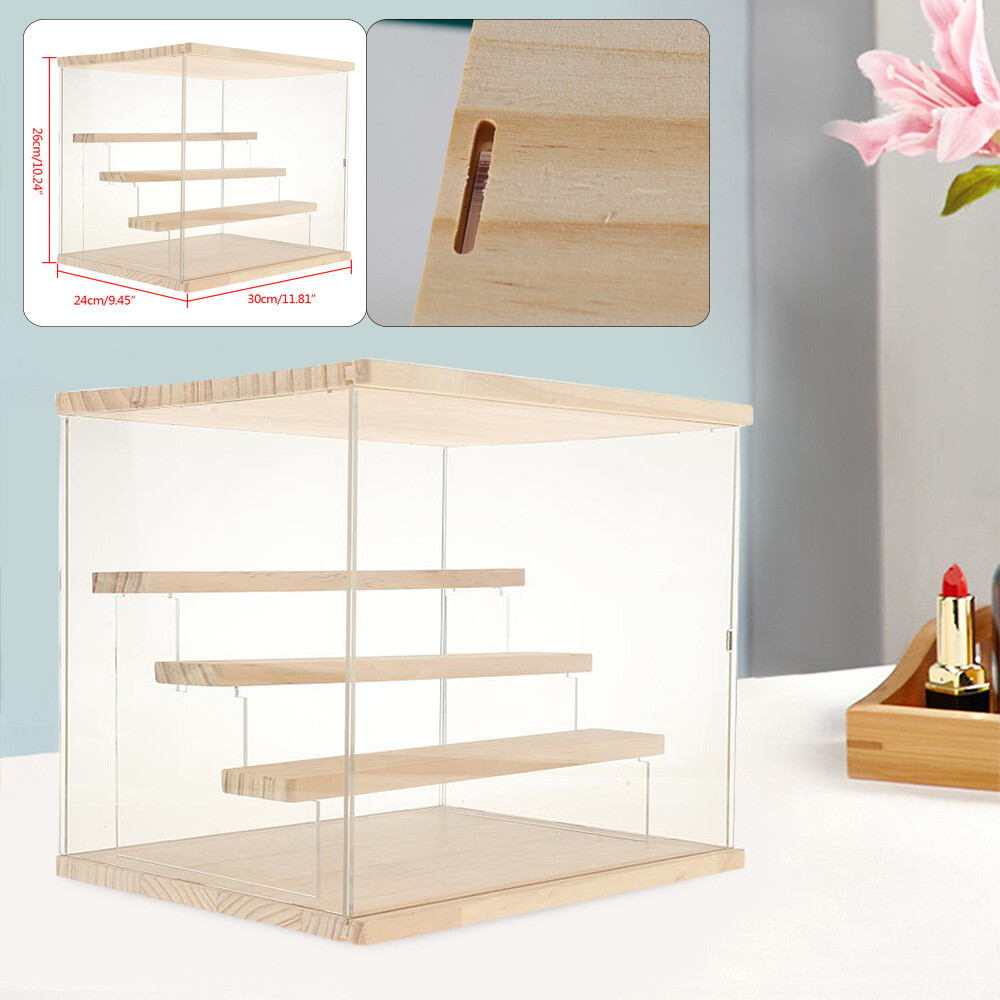 4 Layer Acrylic Display Case 11.8″x9.45″x10.24″ Clear Box Dustproof Showcase