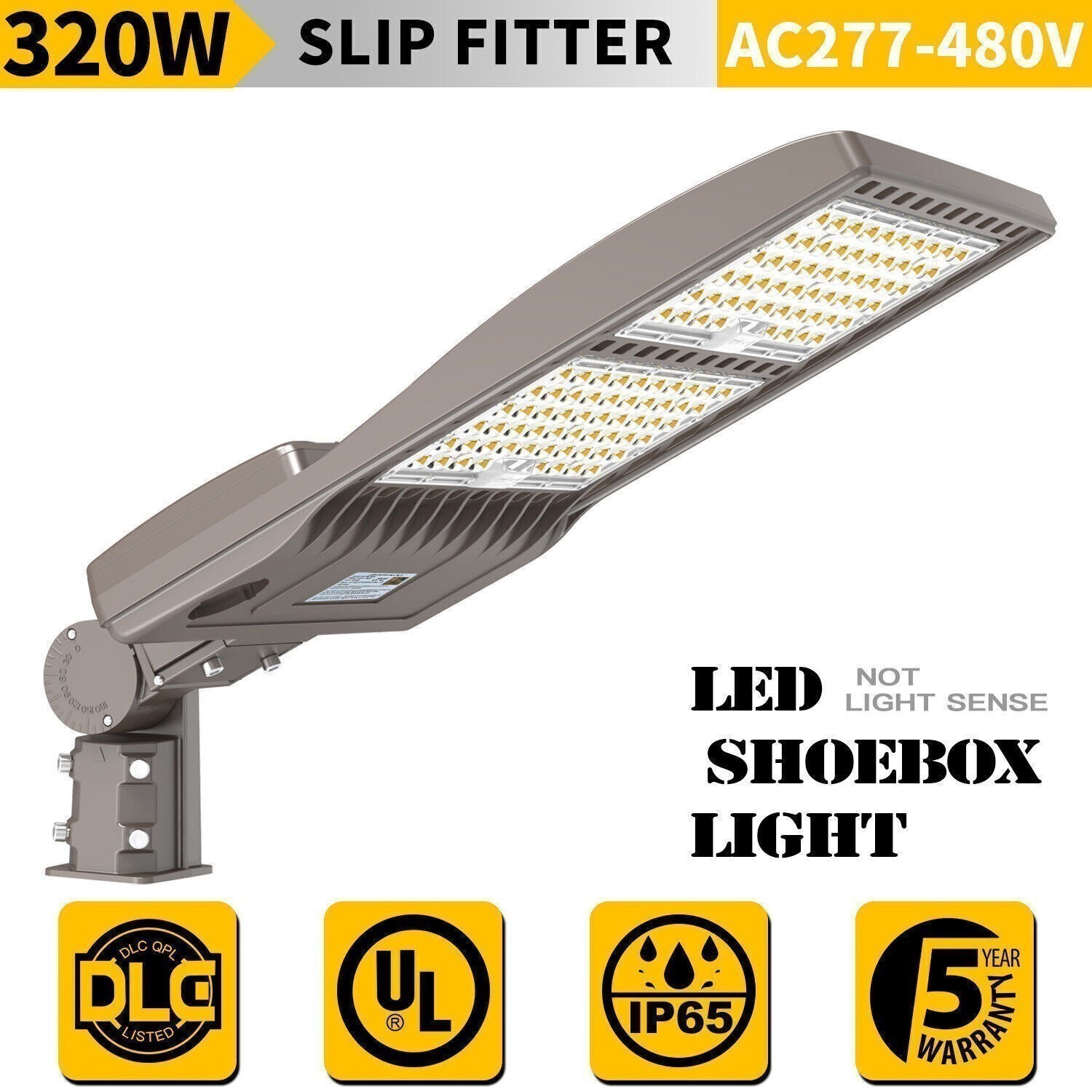 480V 320W LED Parking Lot Light Commercial Shoebox Street Pole Lighting Fixture