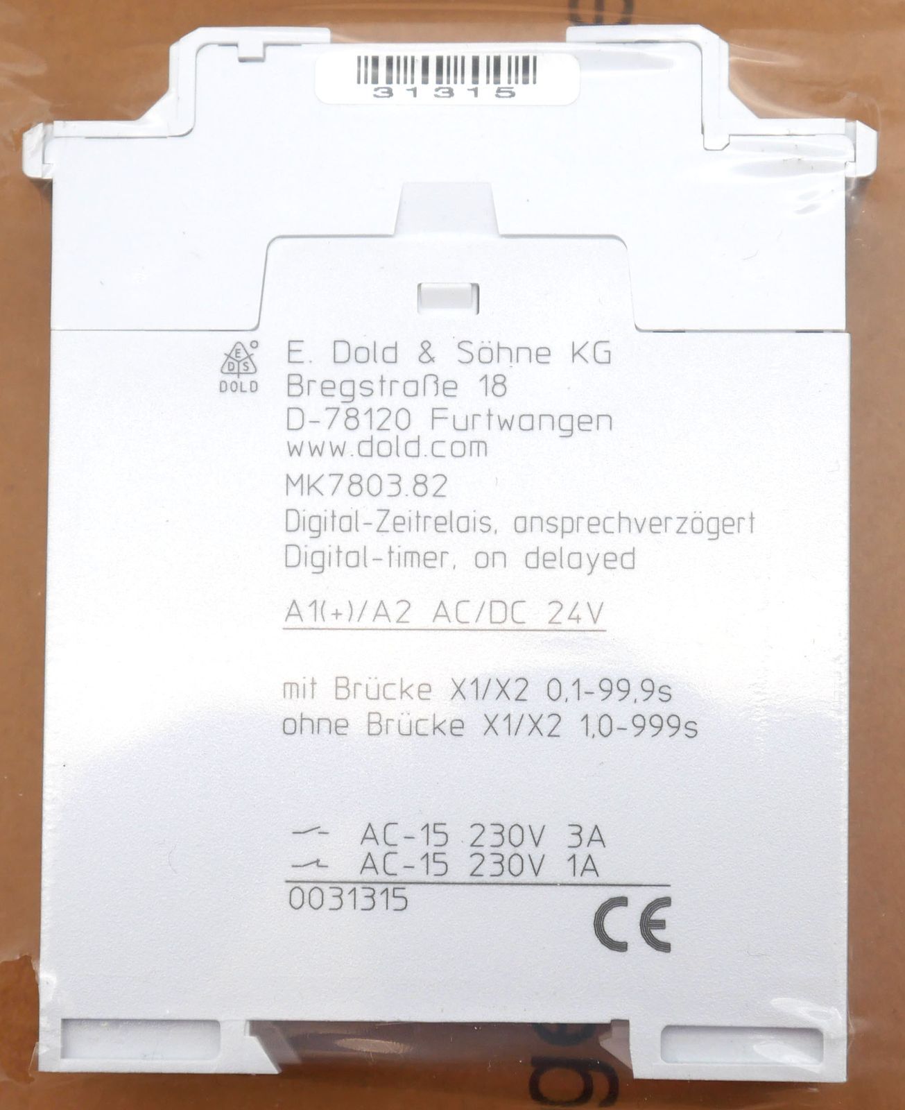 Dold MK7803.82 AC/DC24V 0.1-999S 0031315 Digital Timing Relay -Unused/Original Box-