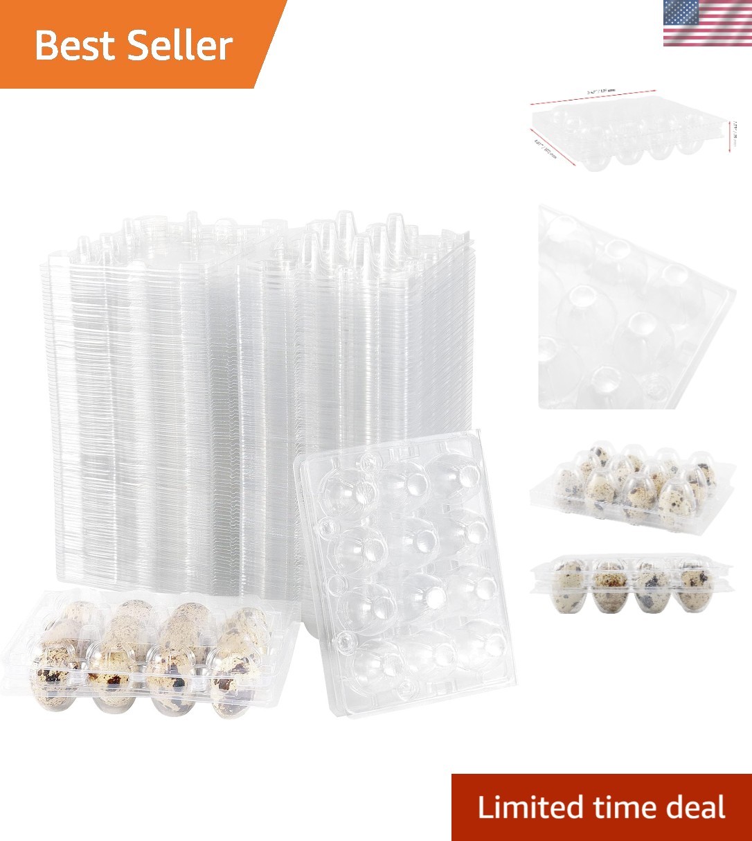 50 PCS Clear PVC Quail Egg Cartons – Stackable & Lightweight Storage
