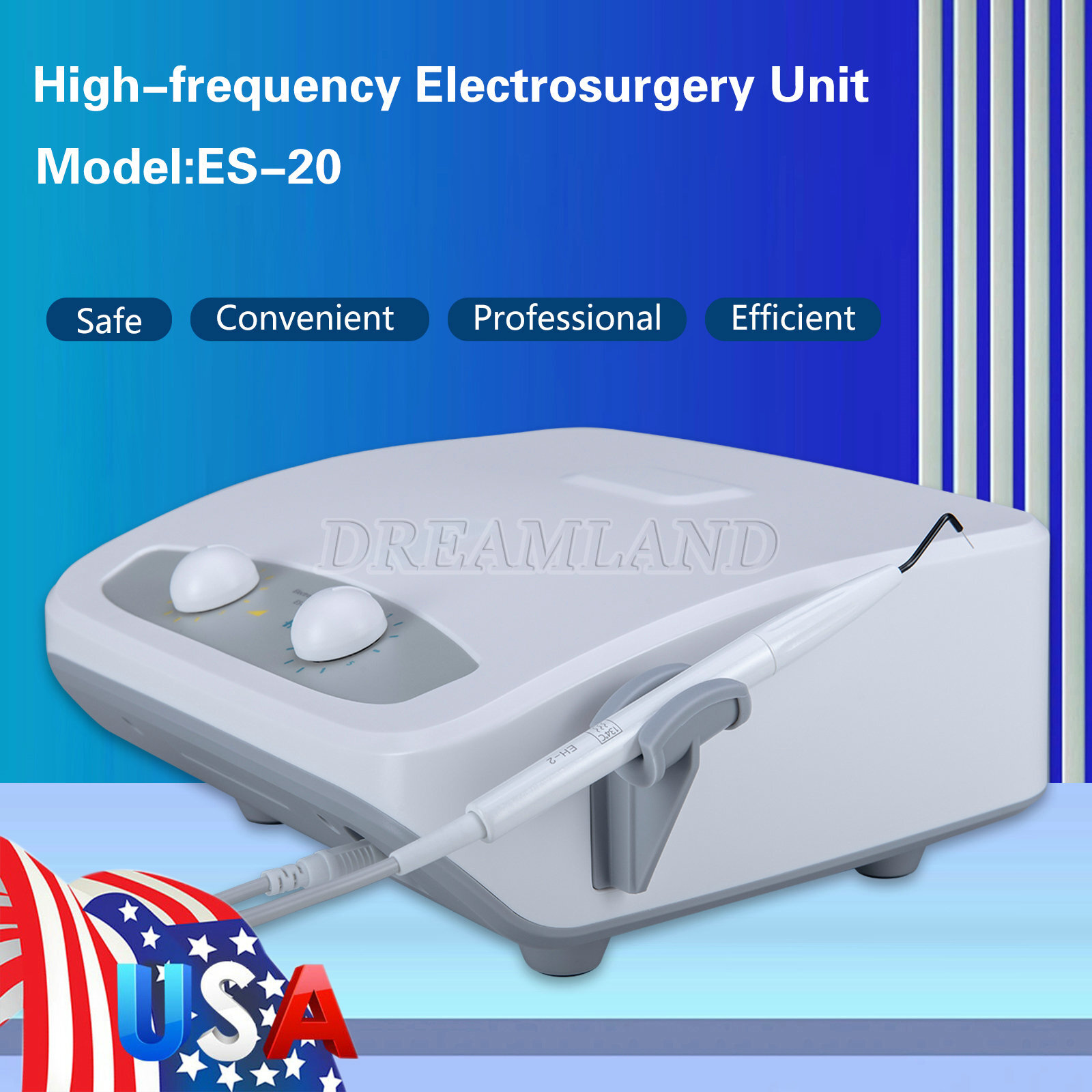 Dental High-frequency Electrosurgery Unit ES-20 Electricity Knife 7 Tips US/EU