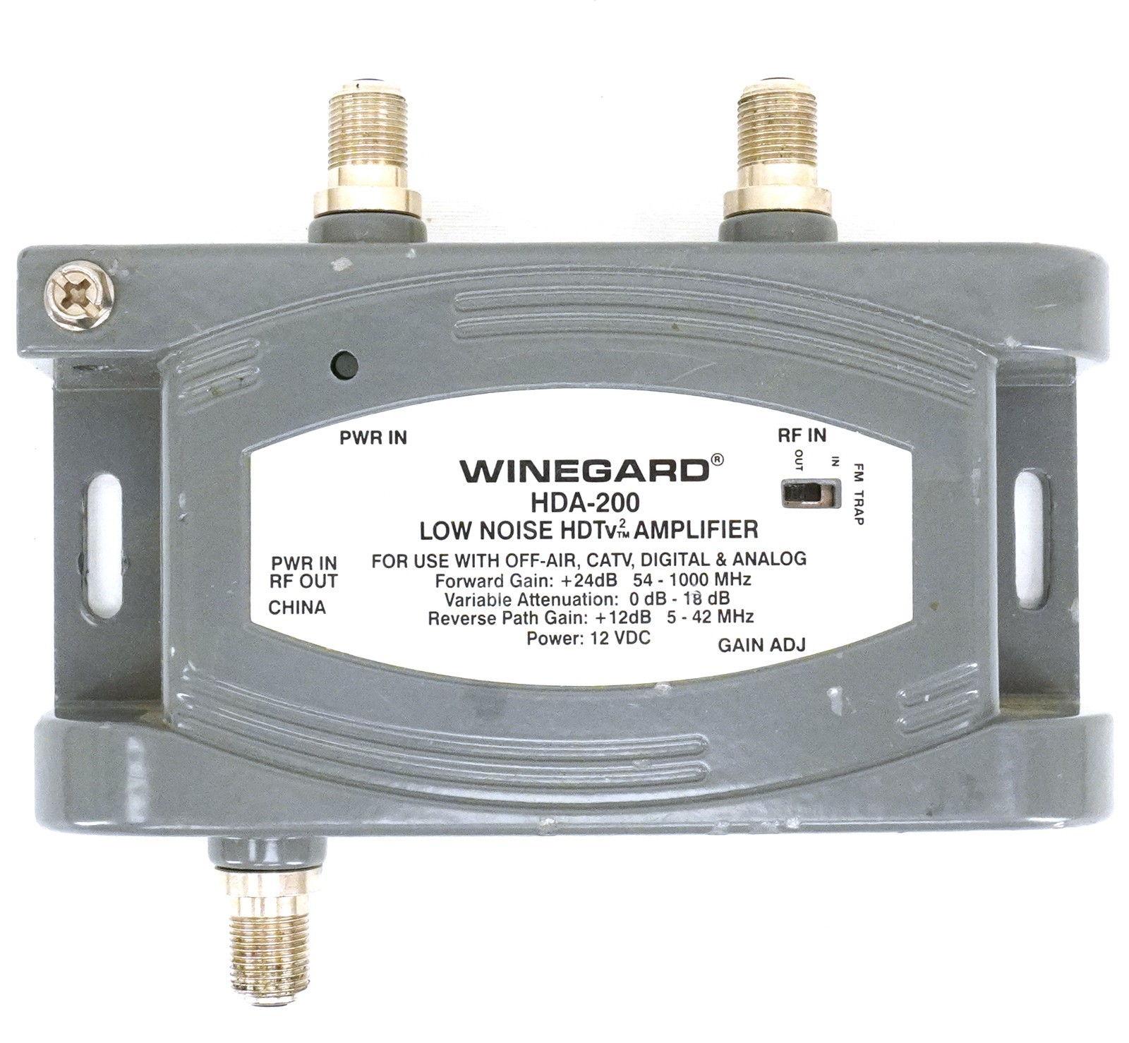 Winegard HDA-200 Low Noise HDTV Distribution Amplifier Adj. Gain 5-1000 MHz 24dB