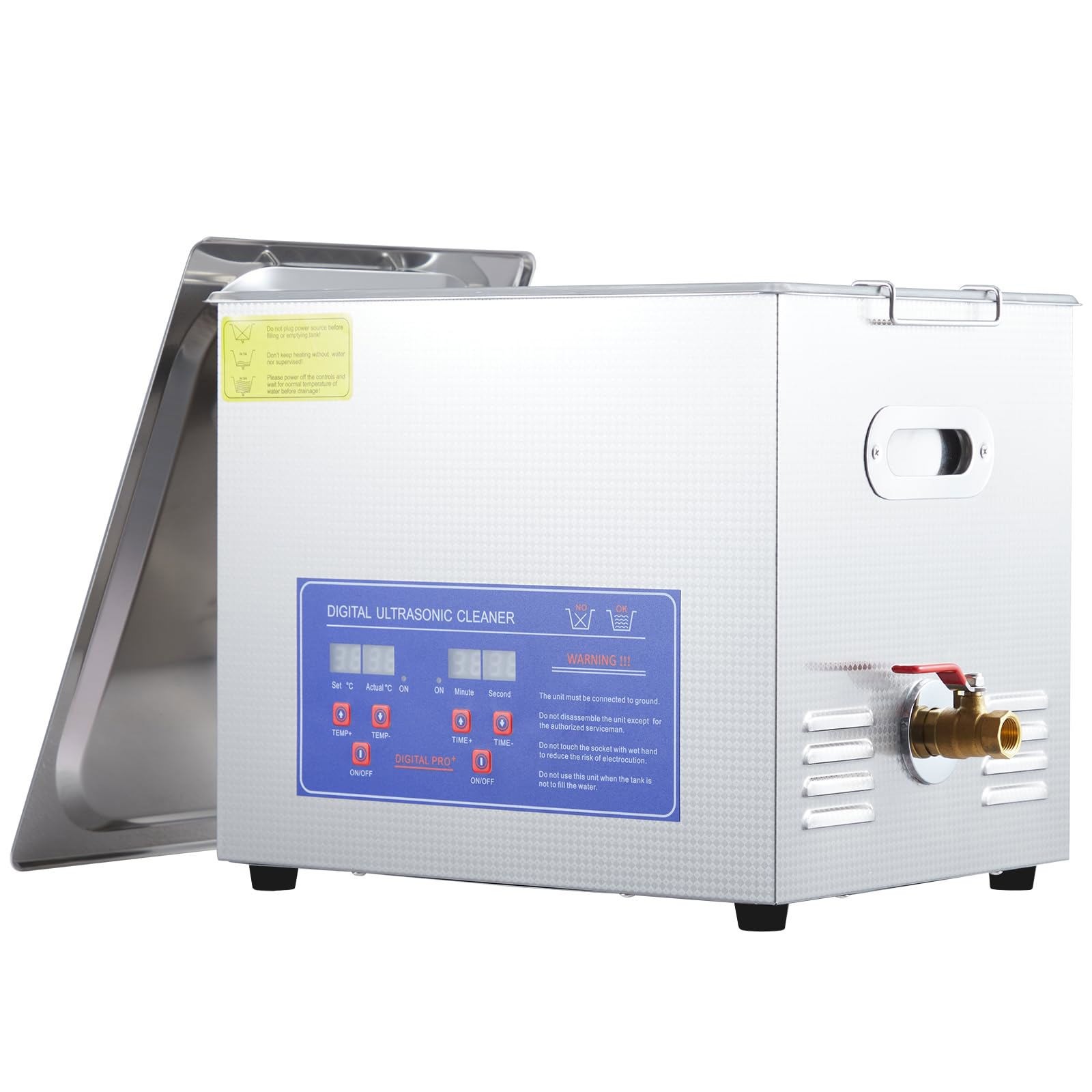 10L Ultrasonic – 240W, 40kHz, Digital Timer & Heater, Heavy-Duty Lab Cleaner