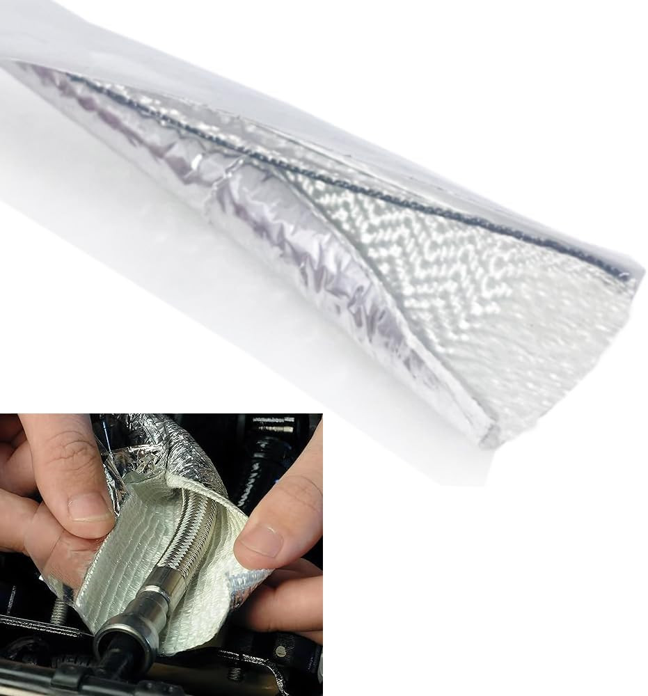Fuel Line Sleeve 5/8″ I.D. X 39″ Self Adhesive Aluminum Heat Shield Heat-Resista