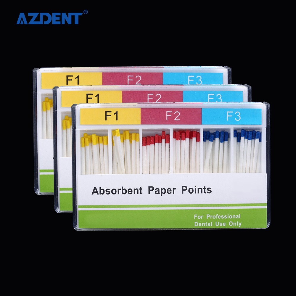 100PCS Dental Puntos Absorbentes de endodoncia para Endo Root Canel F1, F2, F3