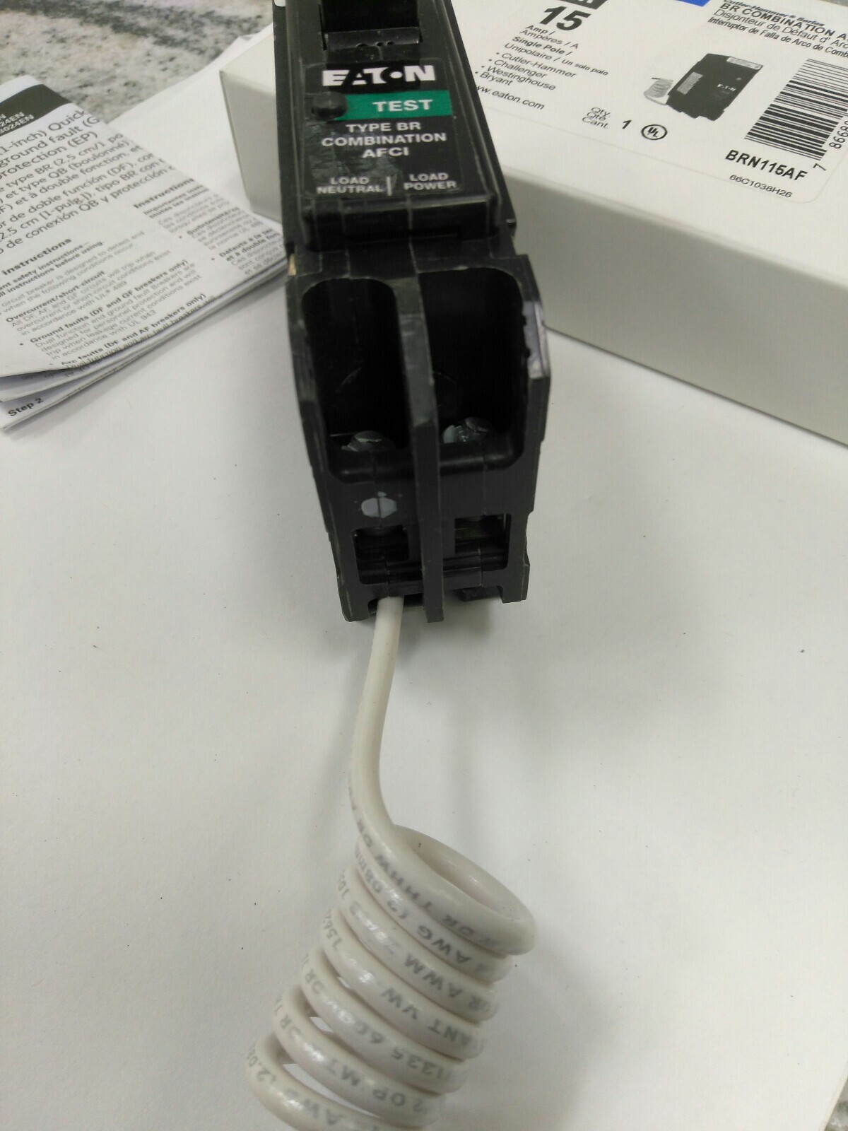 Eaton Cutler-Hammer BRN115AF 15A 120VA , 1P, BR COMBINATION AFCI Breaker(26E2
