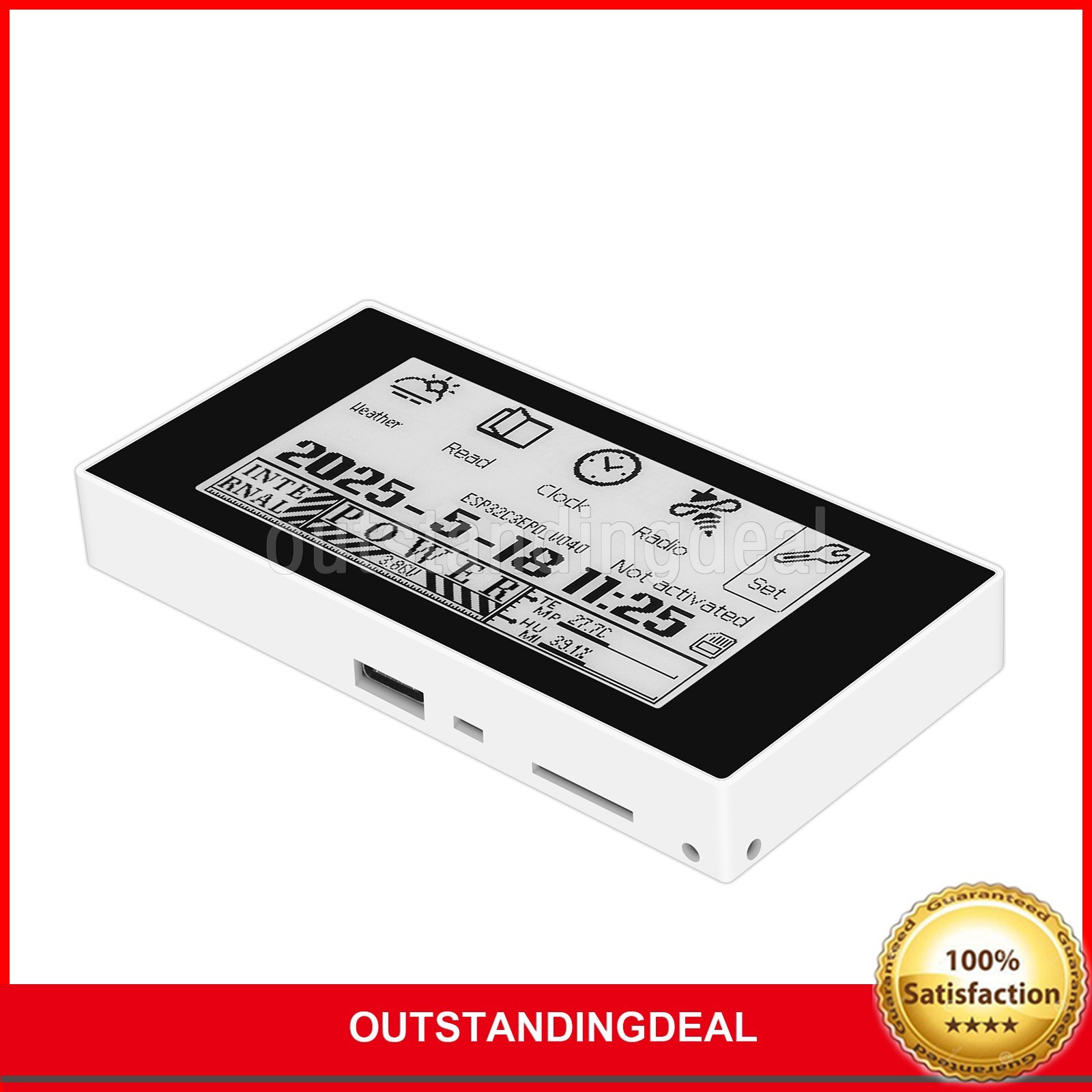 HAMGEEK RW01 Mini E-Ink Reader E-Book Reader (Black Panel) for Weather Clock