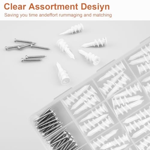 60 or 120pcs #8 Self Drilling Drywall Anchors, Premium Wall 120Pcs, white