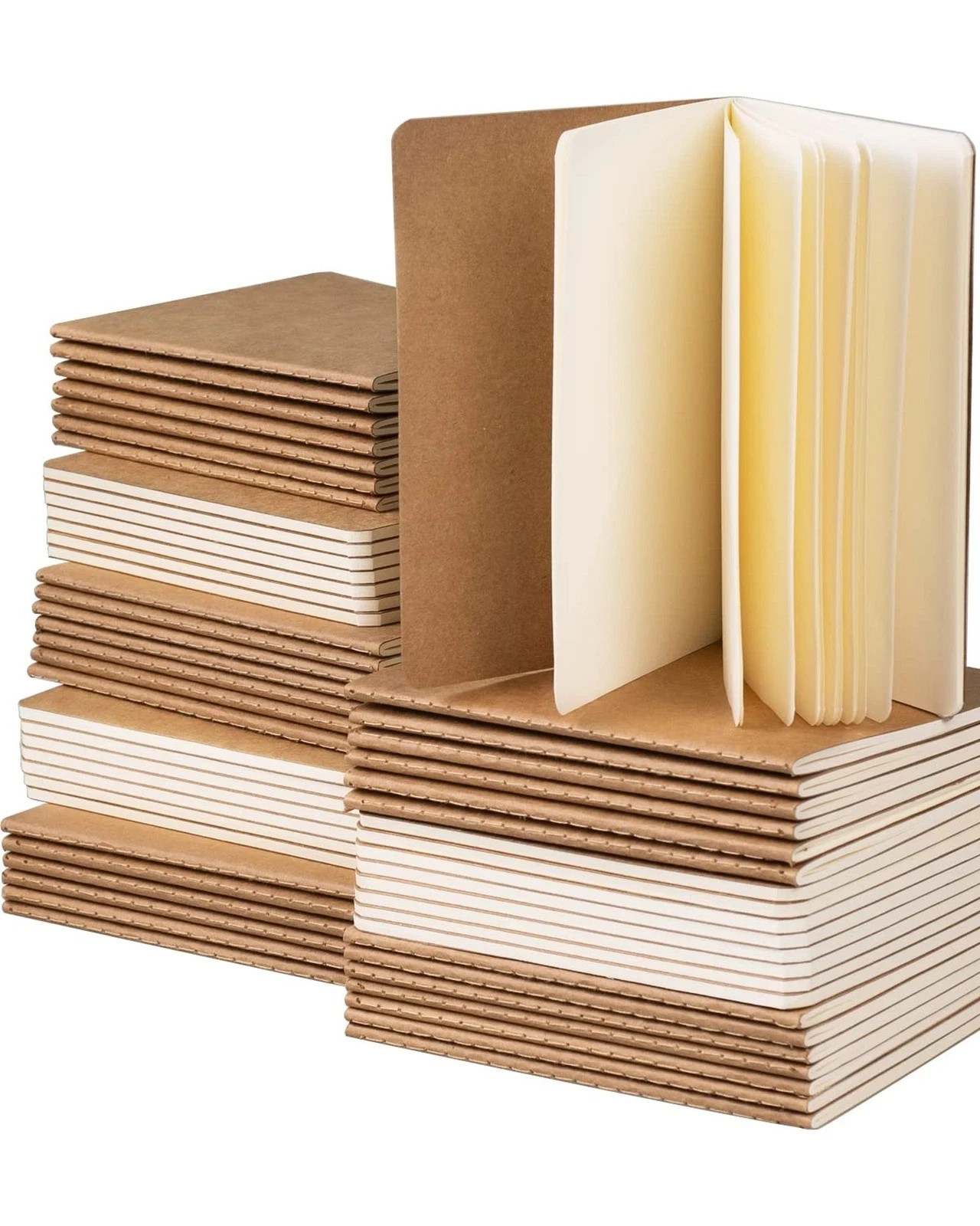 Small Notebook Bulk 60 Packs Pocket Journal Blank A6 (4.25 x 5.5 in) Kraft No…