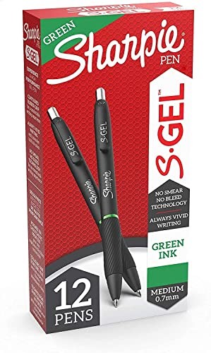 S-Gel Pens, Medium Point (0.7mm), Green Gel Ink, 12 Count – Writing, Office, …