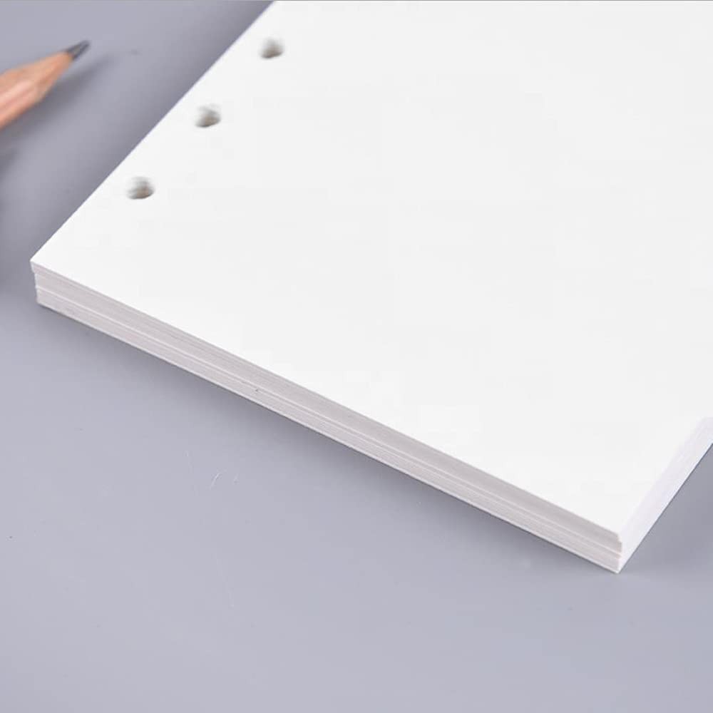 A6 Blank Refill Paper, 100 Sheets/200 Pages Loose Leaf Paper for White