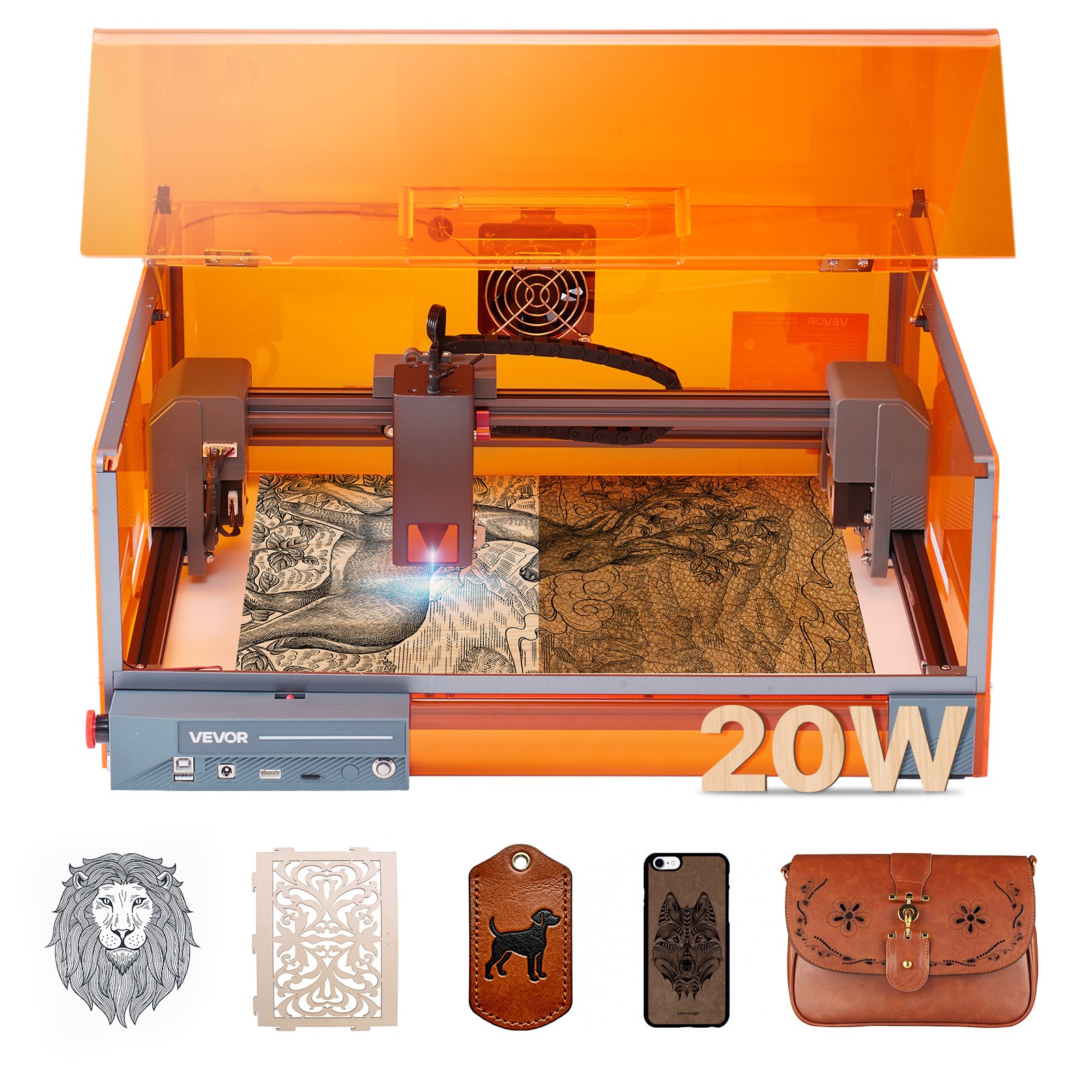 VEVOR Laser Engraver 20W Laser Engraving Machine Cutter with Enclosure Class 1
