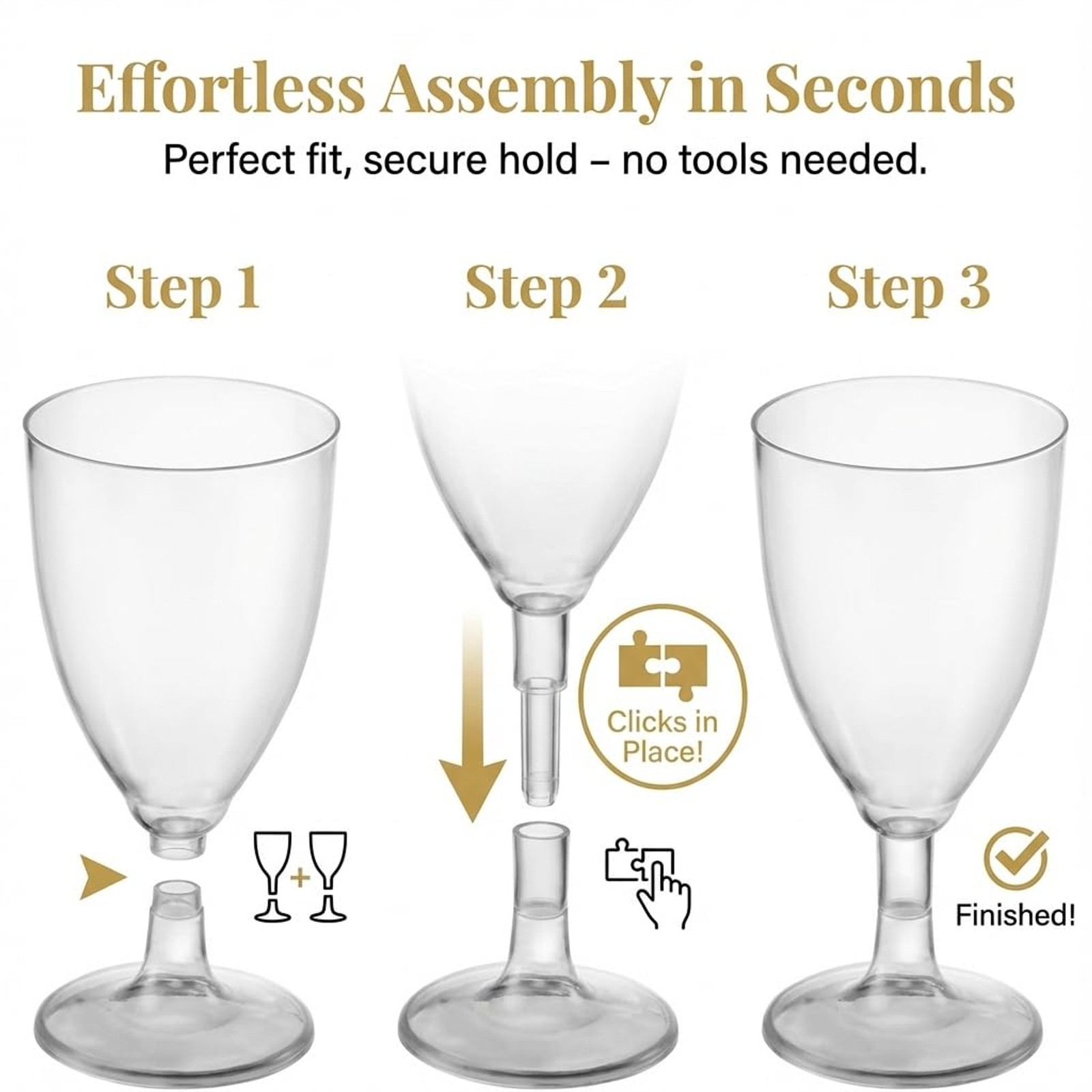 JoyServe 24 Plastic Wine Glasses Disposable – 7 Oz Clear BPA-Free Plastic Glasse