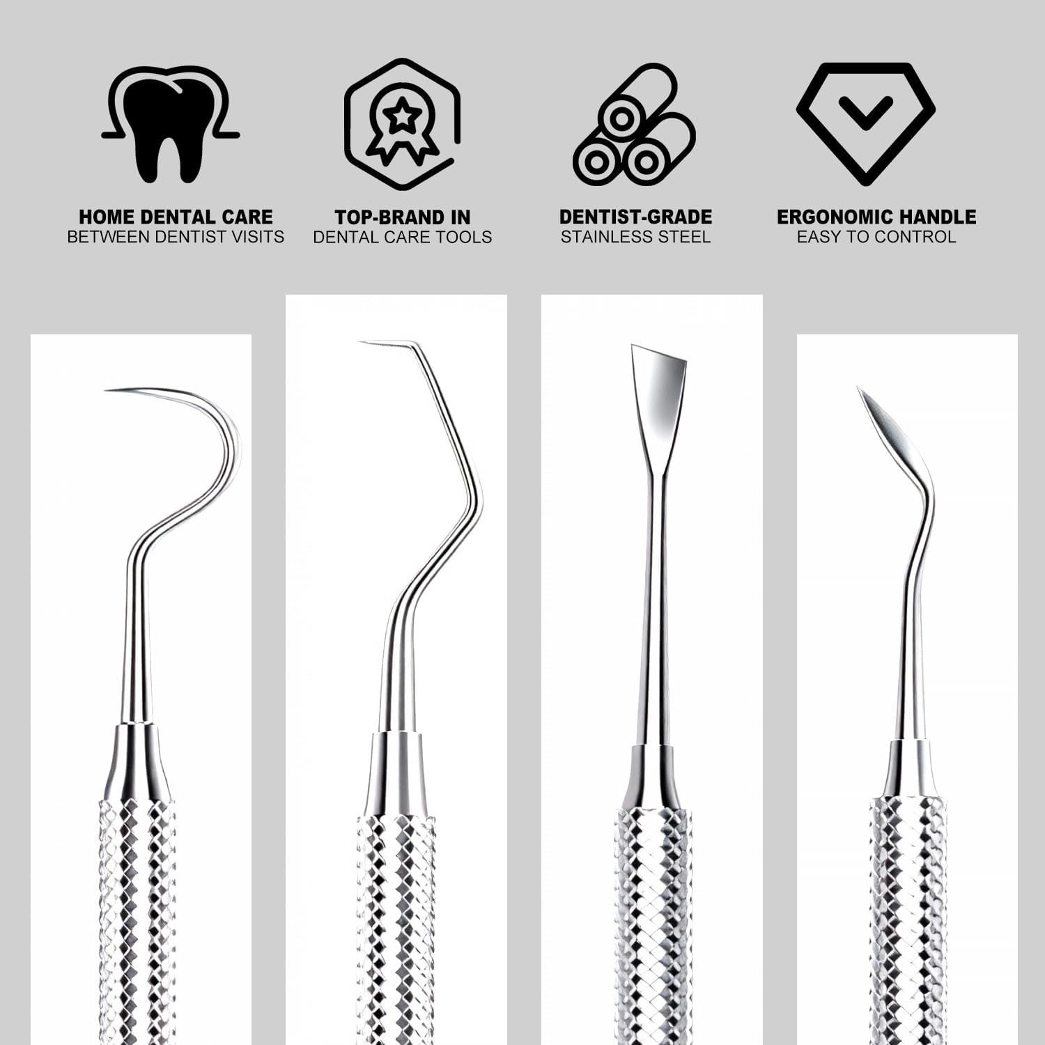 2 Pack Dental Tools for Teeth Cleaning, Metal Dental Pick Hygiene Kit for Home U