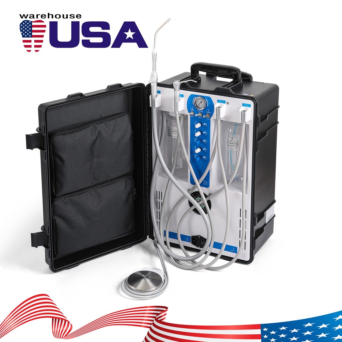 Dental Portable Delivery Unit Mobile System with Air Compressor Scaler/Tubing
