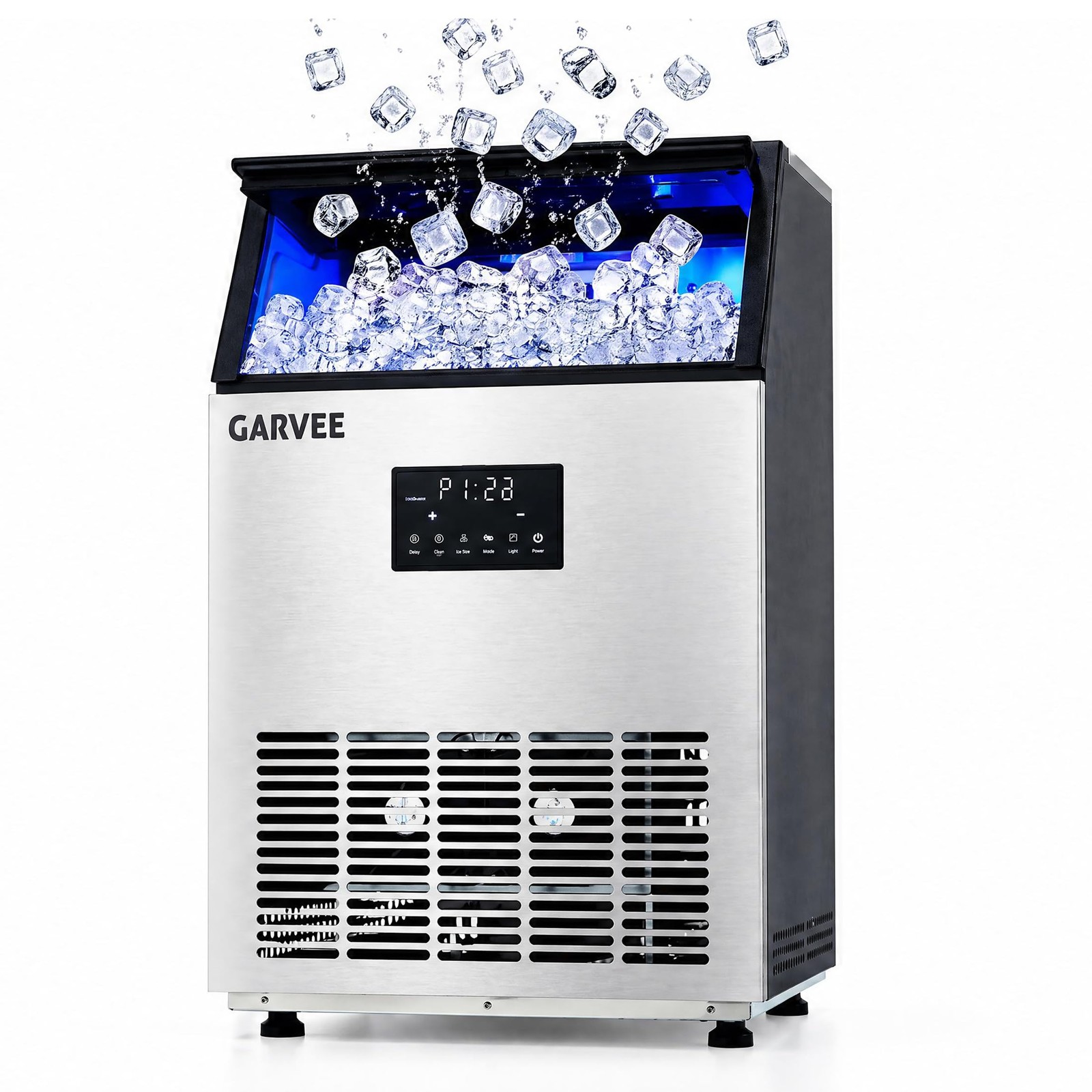 Commercial Ice Maker Machine 150 LBS/24H, Under Counter Ice Maker with 40LB Bin