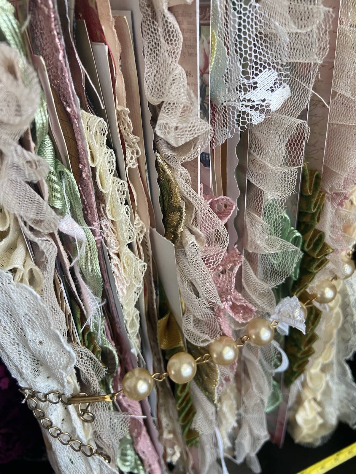Handmade Lace Prayer book Junk Journal Antique Photo Embellished Chunky/HUGE!!