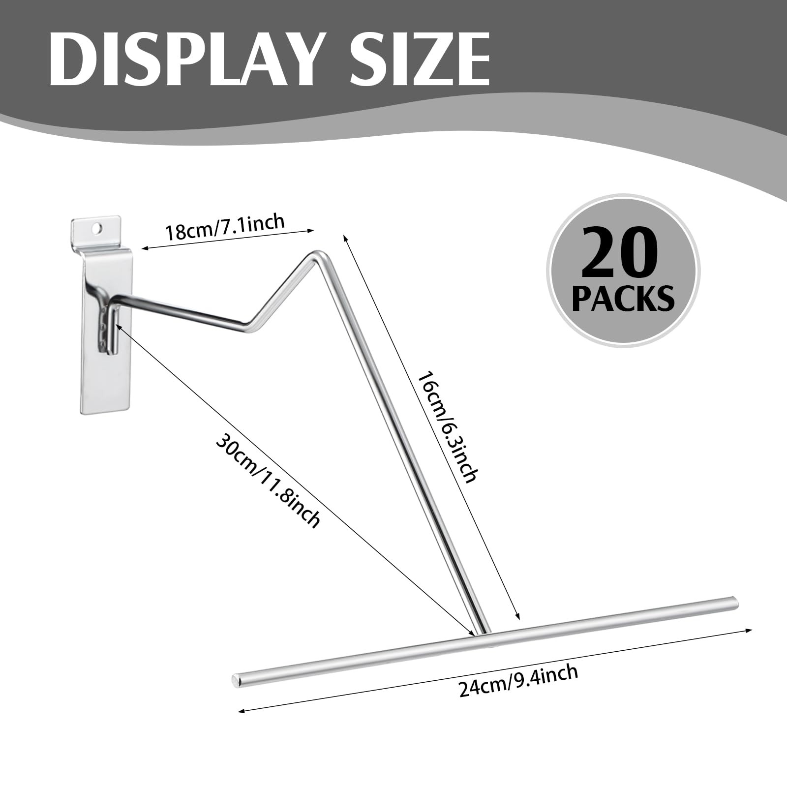 20 Pack Chrome Slatwall Hat Holders – Cowboy Hat Display Rack for Home & Retail