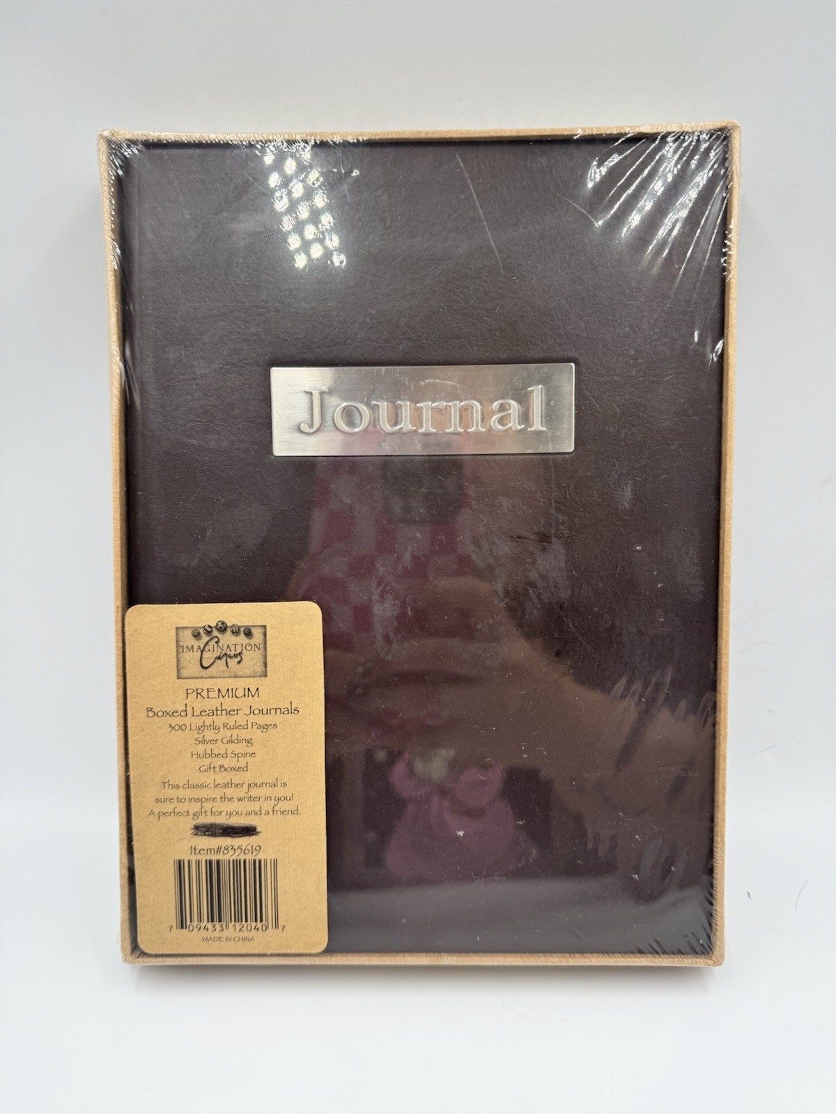 Premium Real LEATHER Journal NIB NRFB Silver Gilding Hubbed Spine Gift Boxed