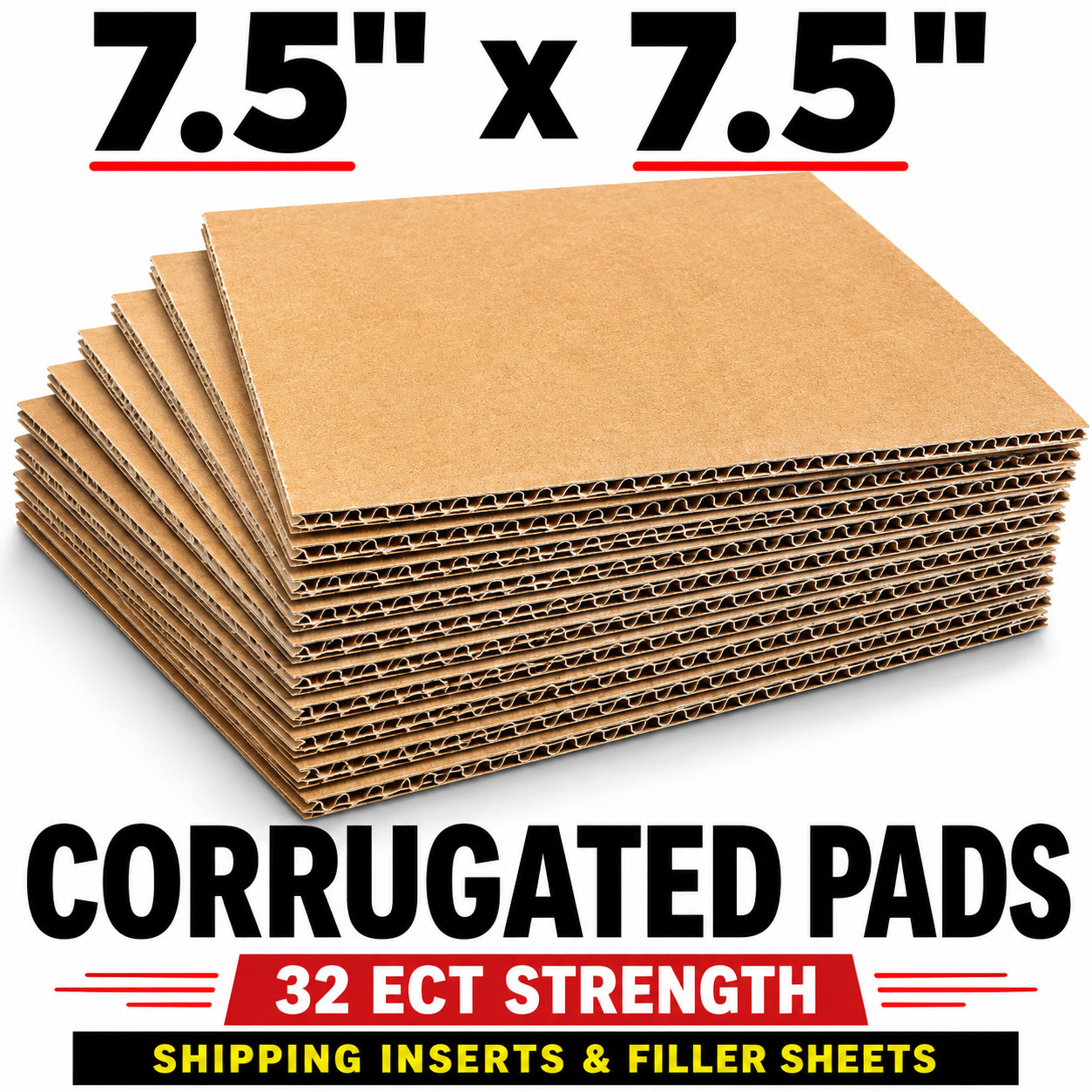 7.5 x 7.5 Corrugated Cardboard Pads 32 ECT 45 RPM Record Inserts