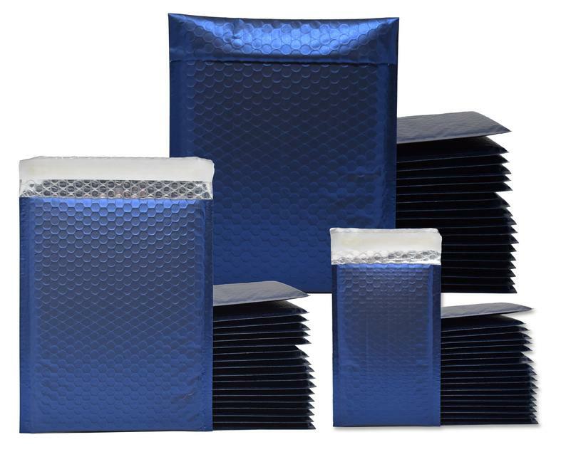 Midnight Metallic Blue Bubble Mailers 8×12, 6×10, 4×8, Assorted Shipping Pack