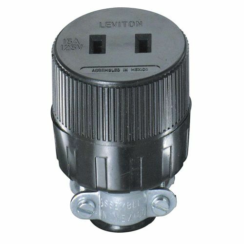 Leviton 612 15 Amp, 125 Volt, NEMA 1-15R, 2P, 2W, Connector, Straight Blade, Res